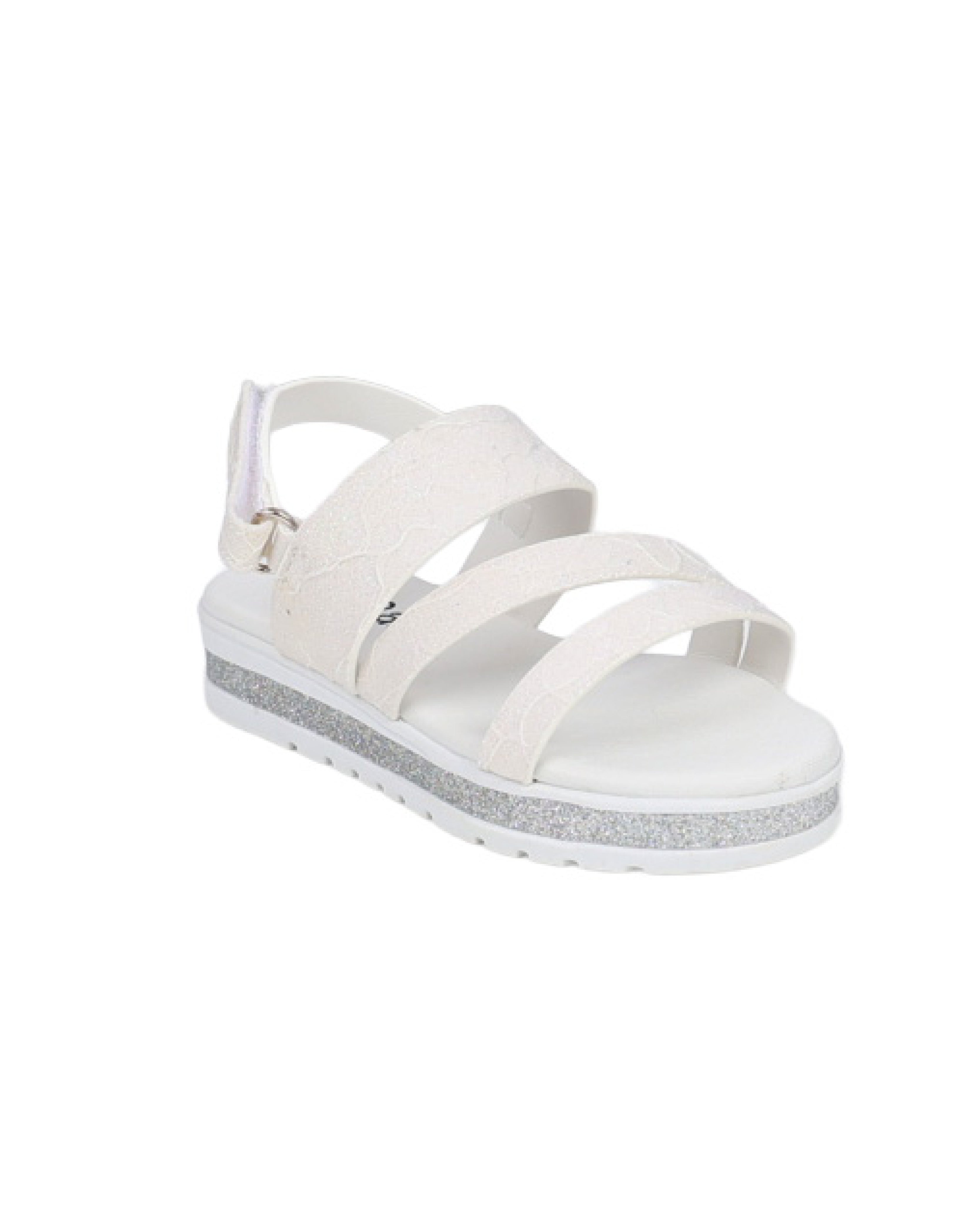Girls Asymmetric Glitter Lace Comfort Sandal