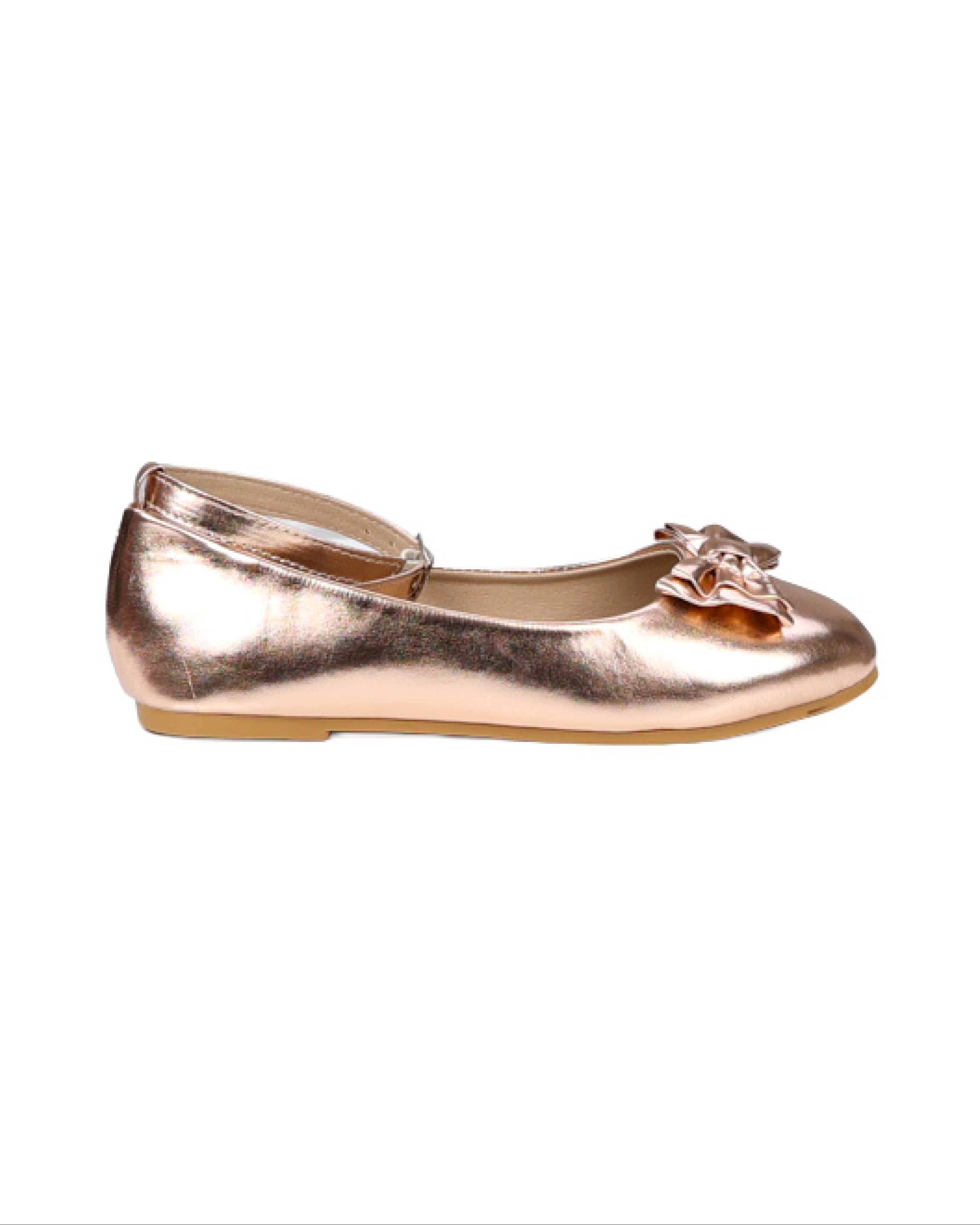 Girls Bow Detail Metallic Pumps