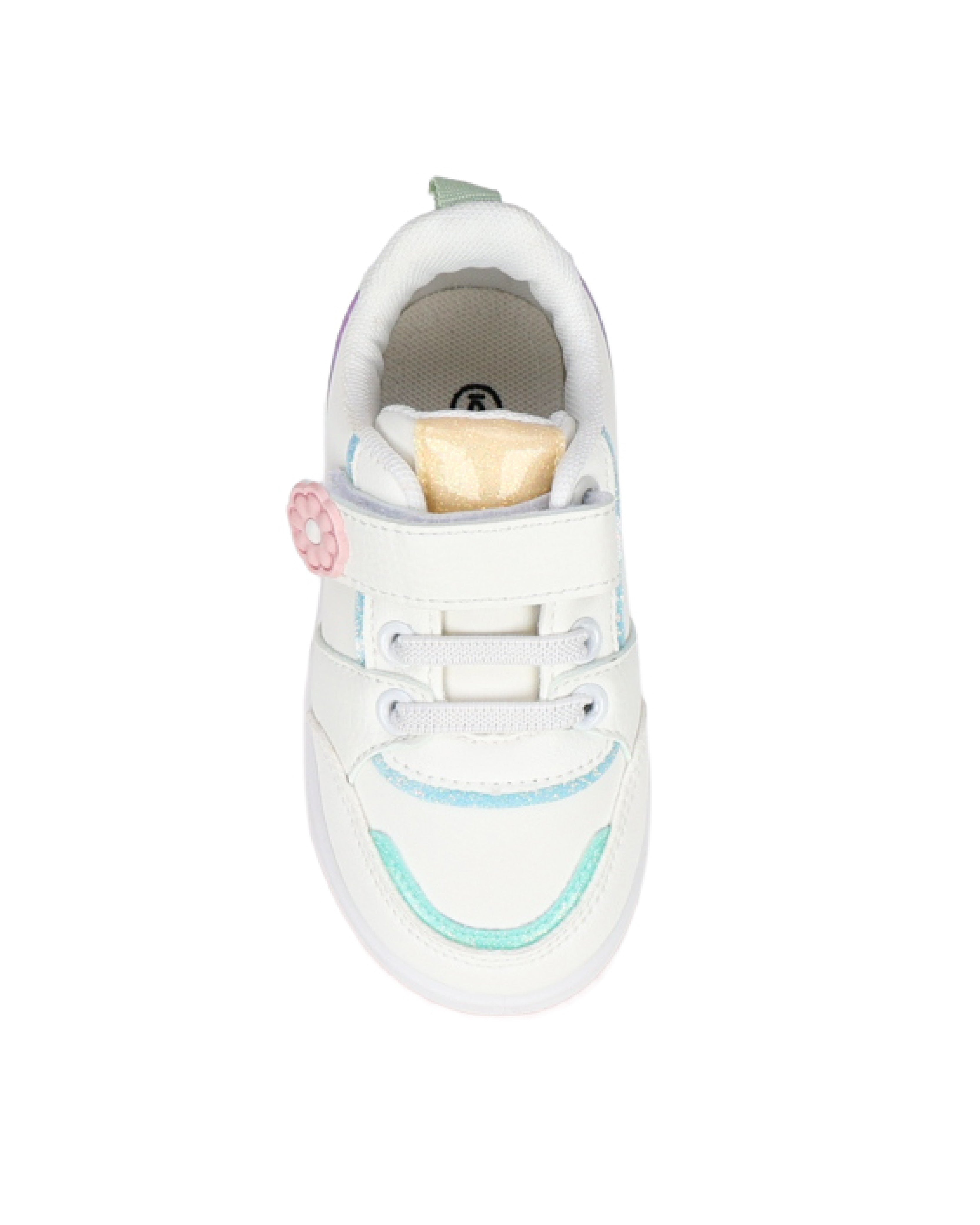 Girls Pastel Flower Detail Velcro Sneakers