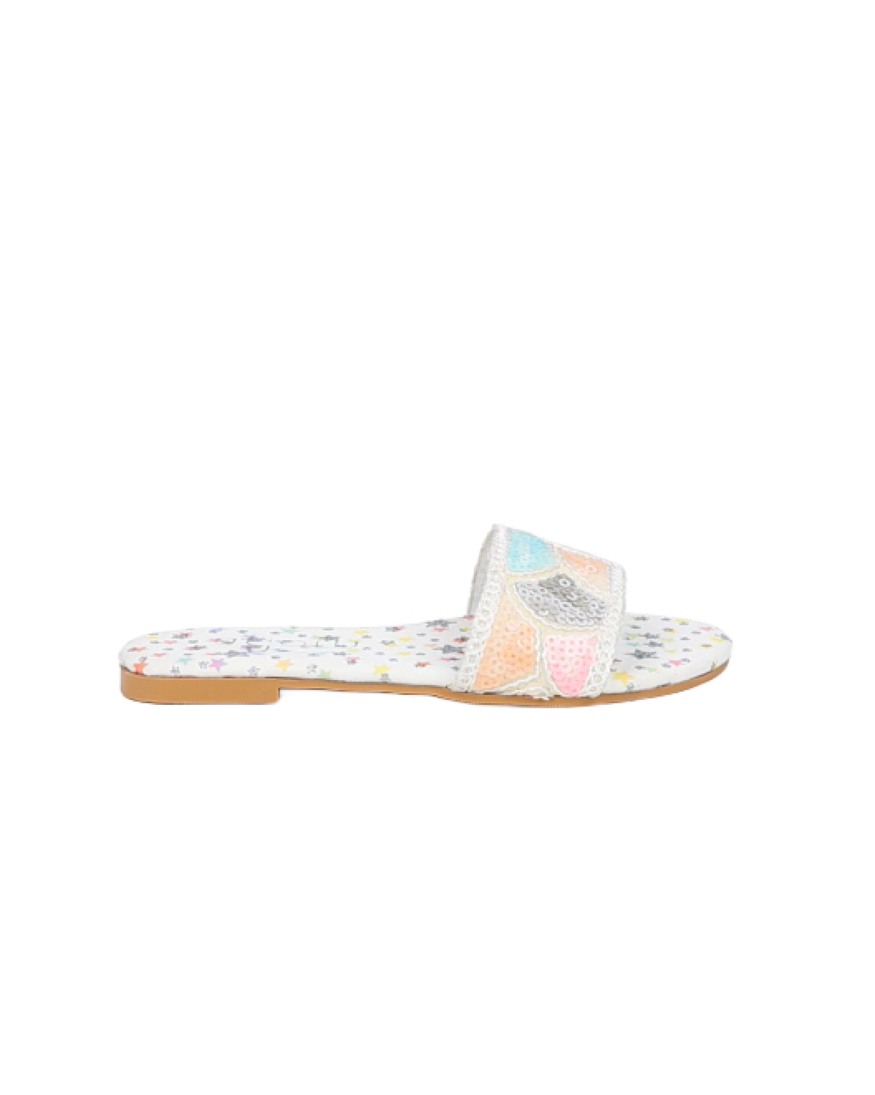 Girls Embroidered Band Flat Sandal