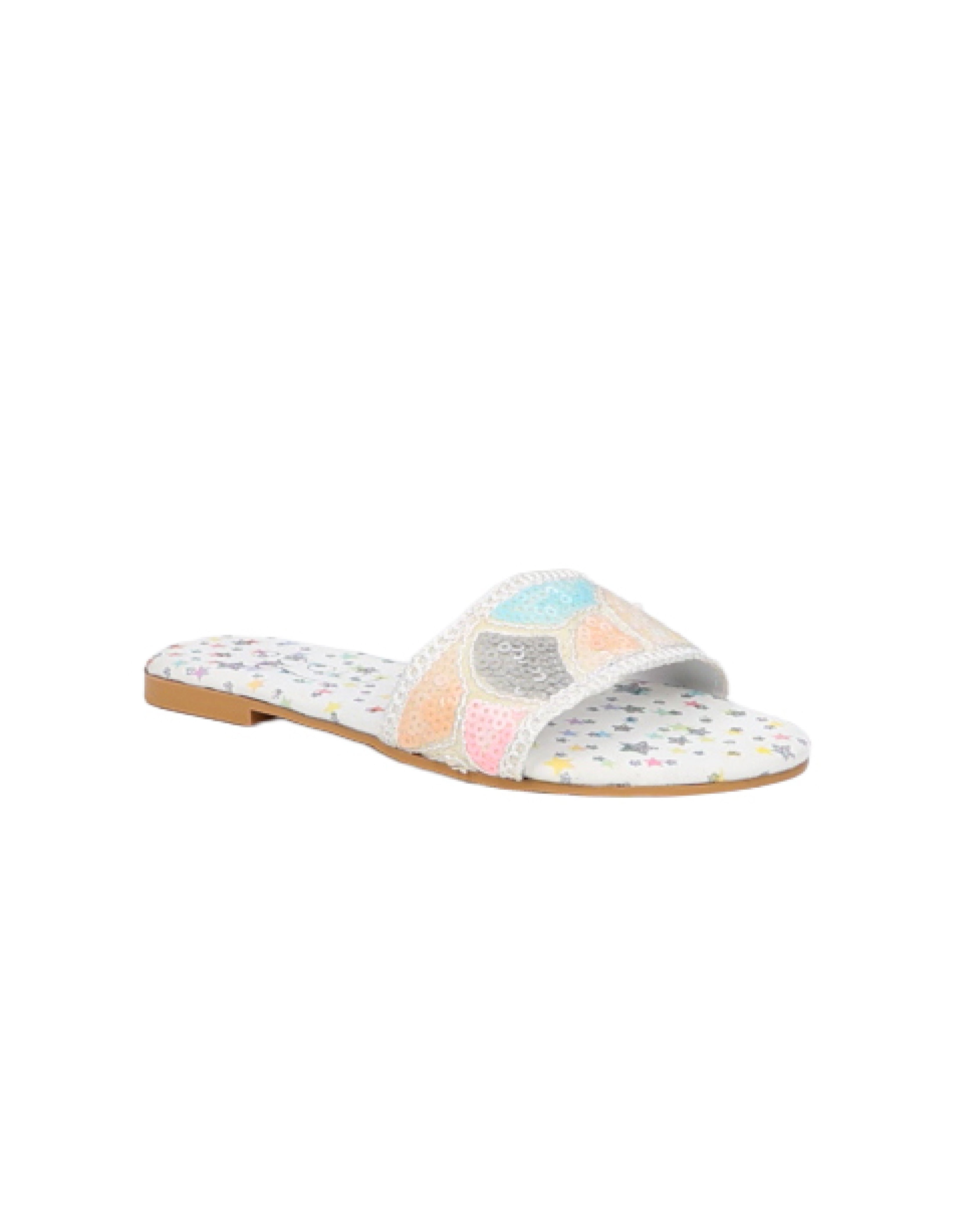 Girls Embroidered Band Flat Sandal