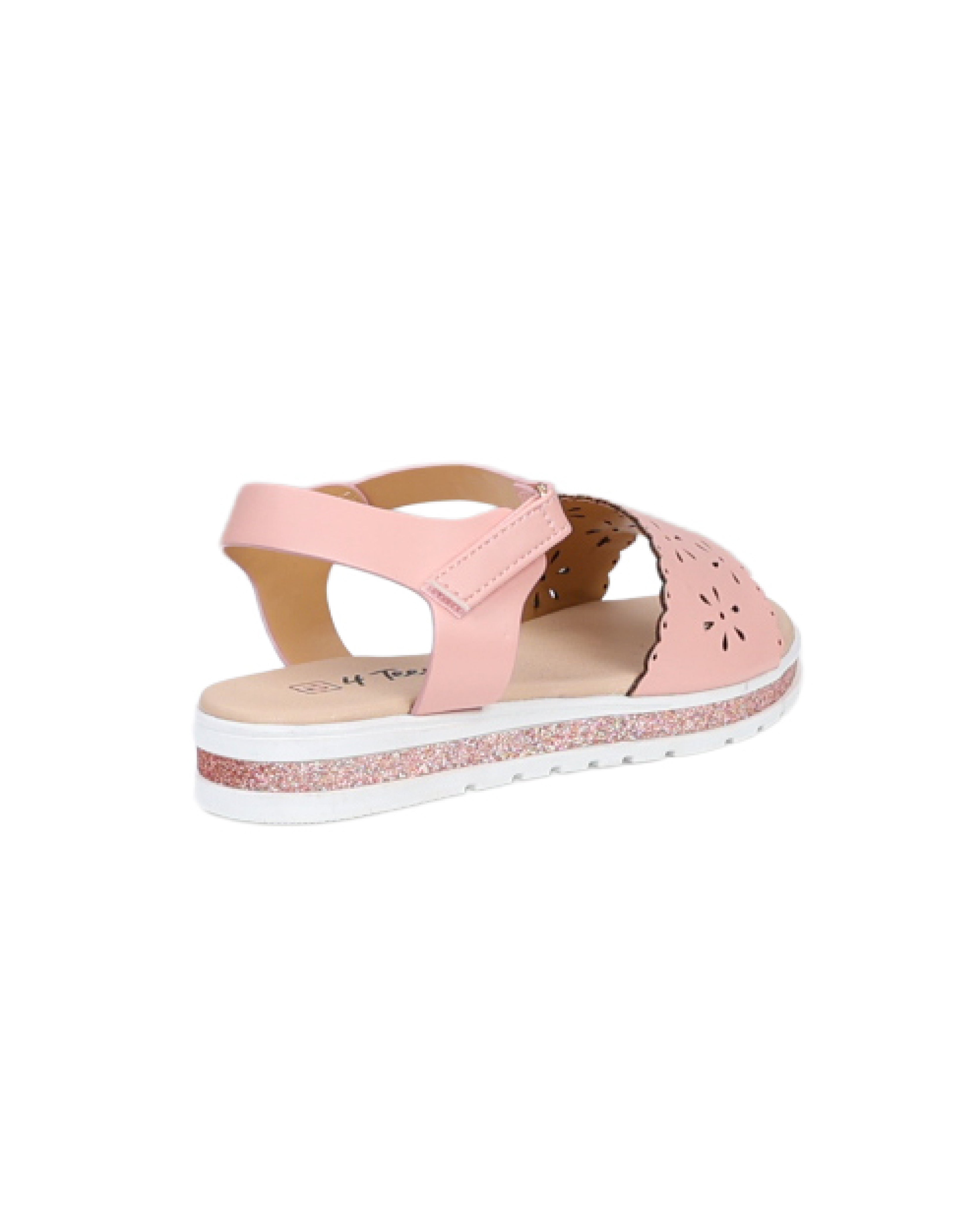 Girls Laser Cut Band Glitter Comfort Sandal