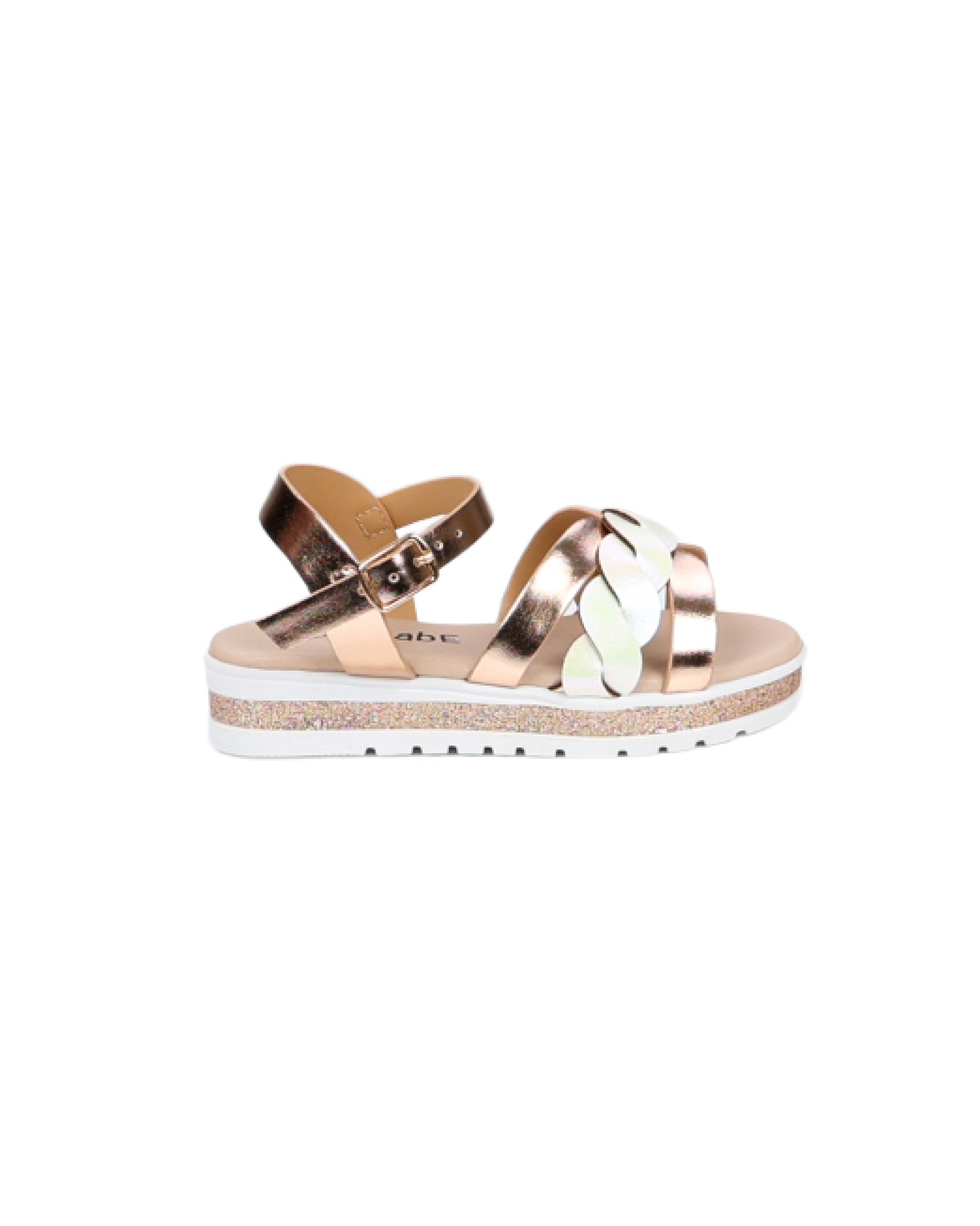 Girls Metallic Strappy Glitter Detail Comfort Sandal
