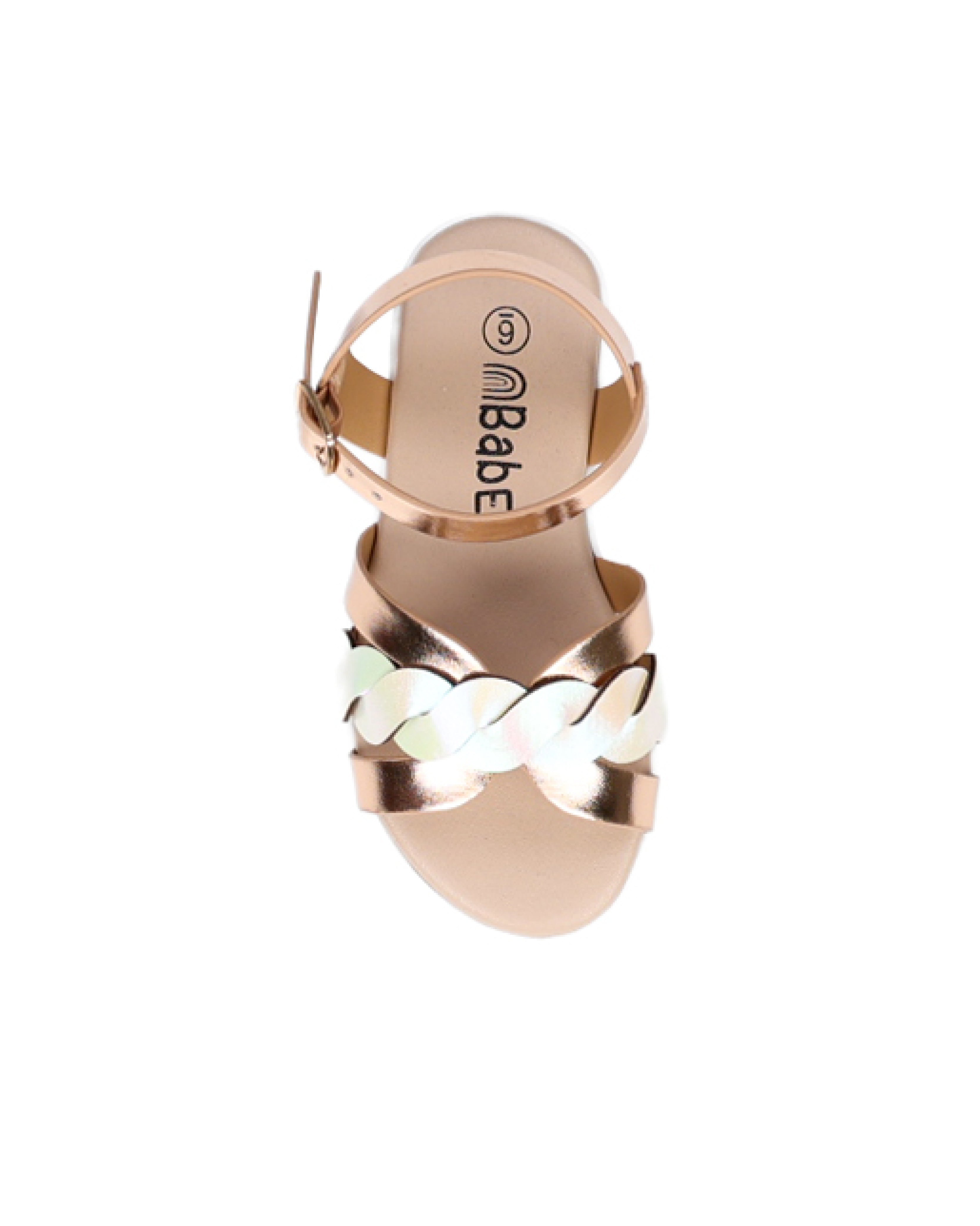 Girls Metallic Strappy Glitter Detail Comfort Sandal