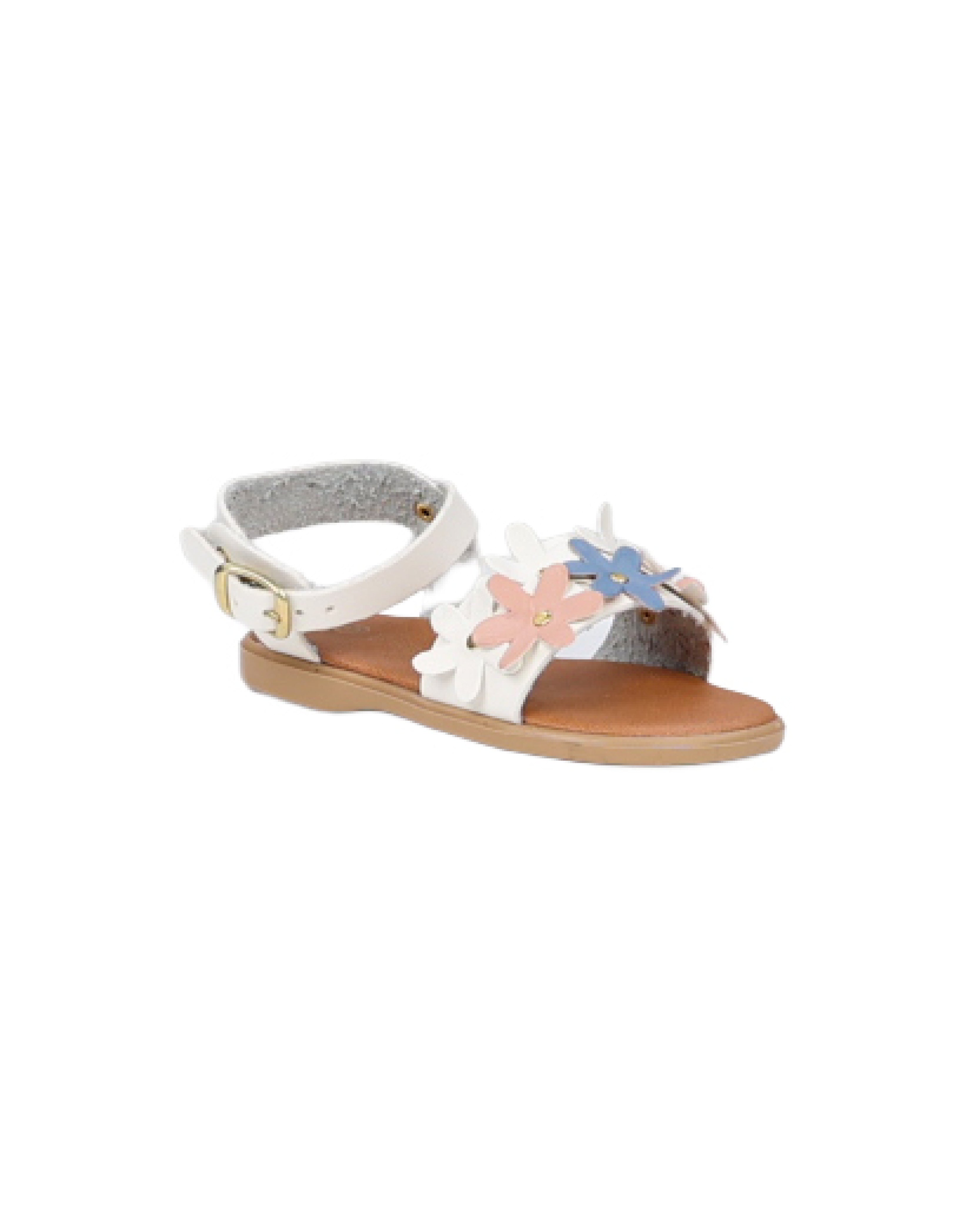 Girls Pastel Flower Detail Ankle Strap Sandal