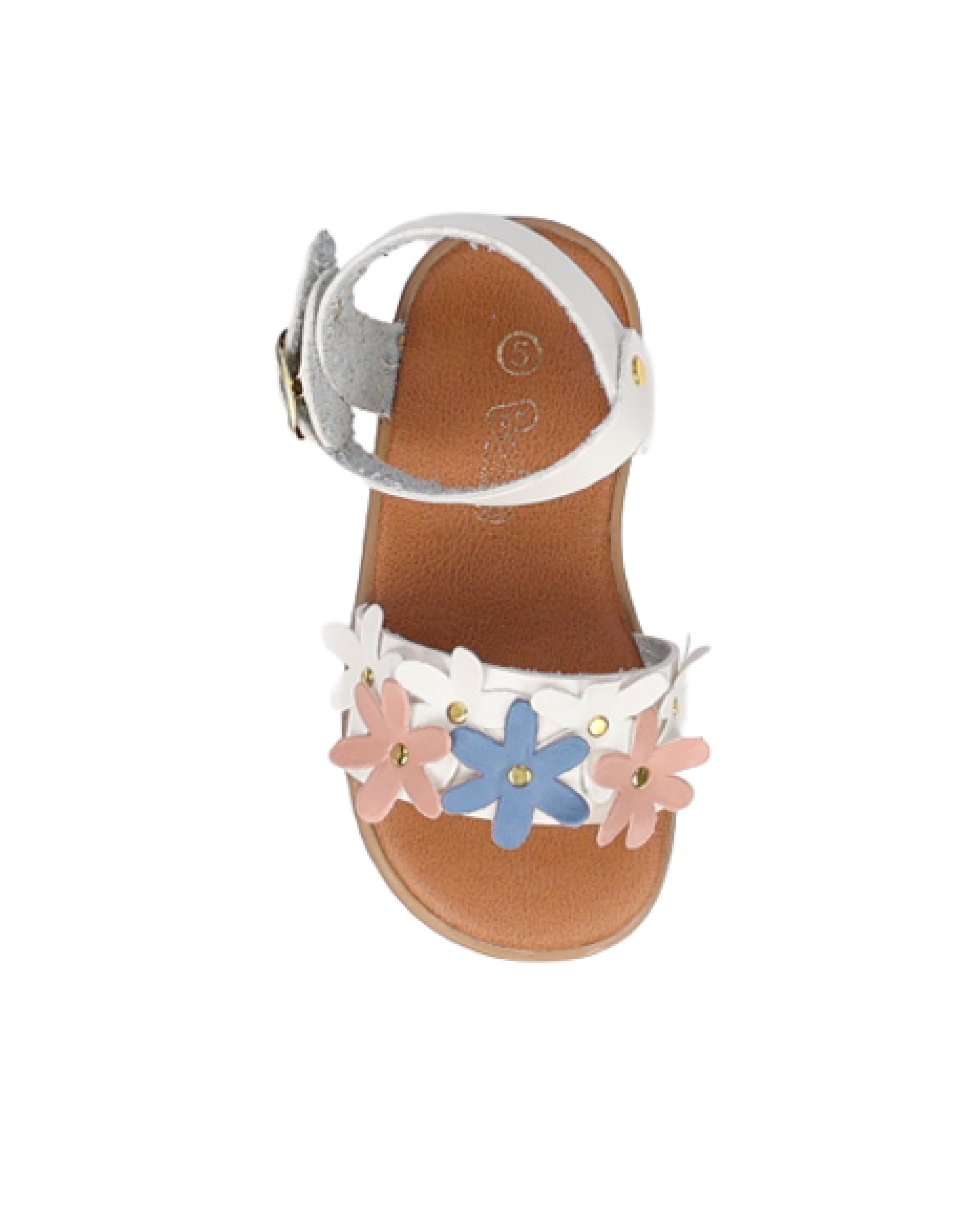 Girls Pastel Flower Detail Ankle Strap Sandal