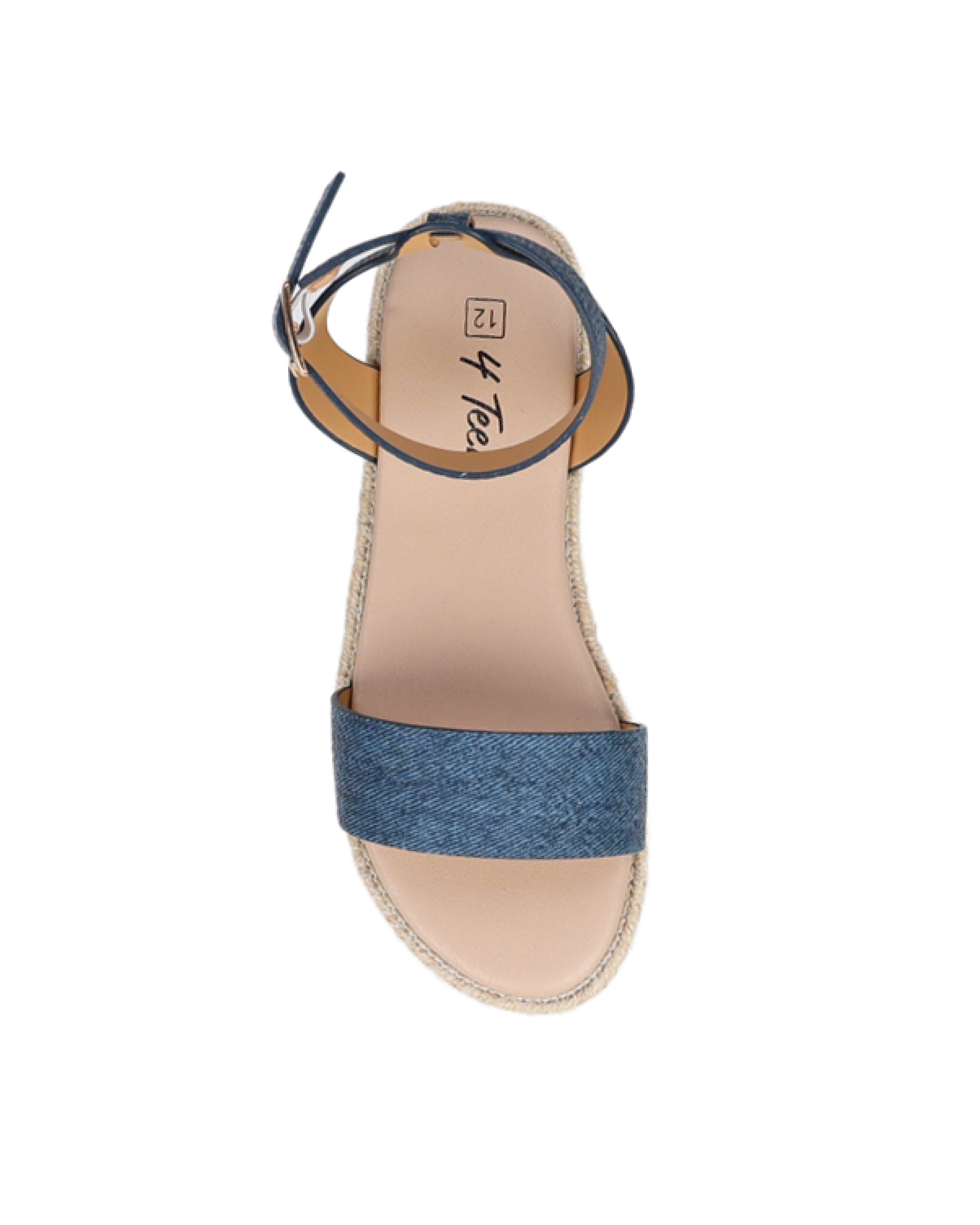 Denim Embellished Sole Espadrilles Wedge Sandal