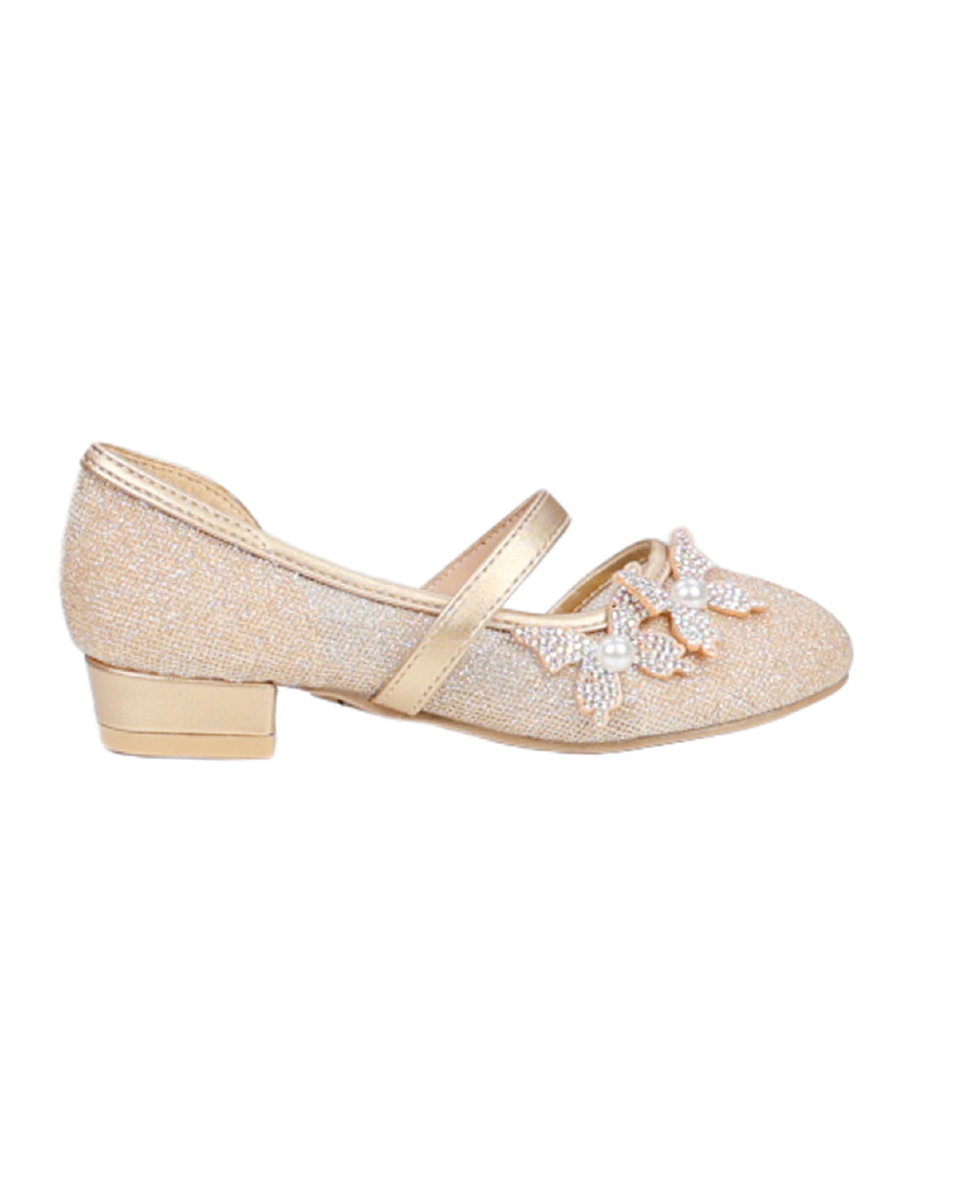 Girls Butterfly Detail Block Heel