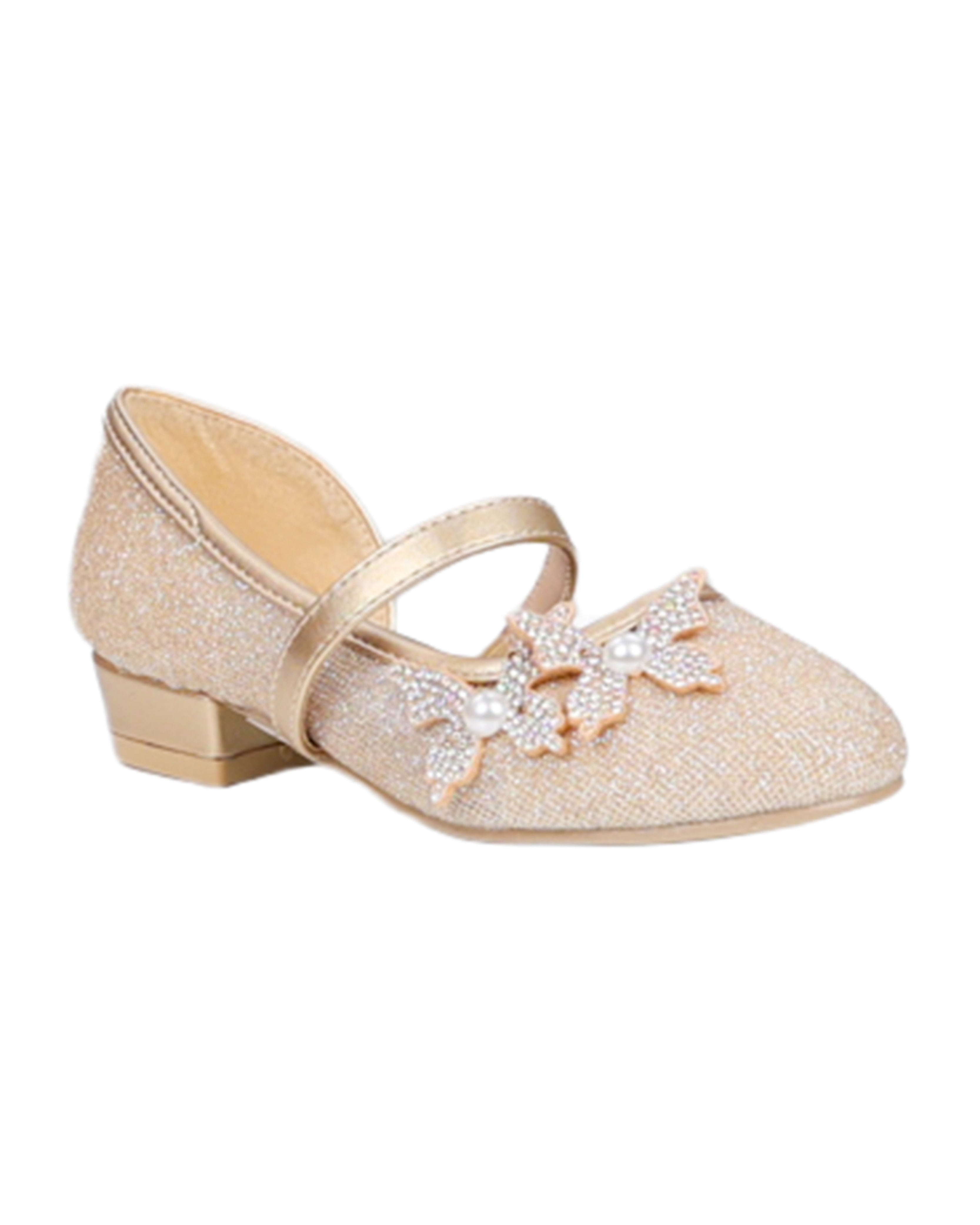Girls Butterfly Detail Block Heel