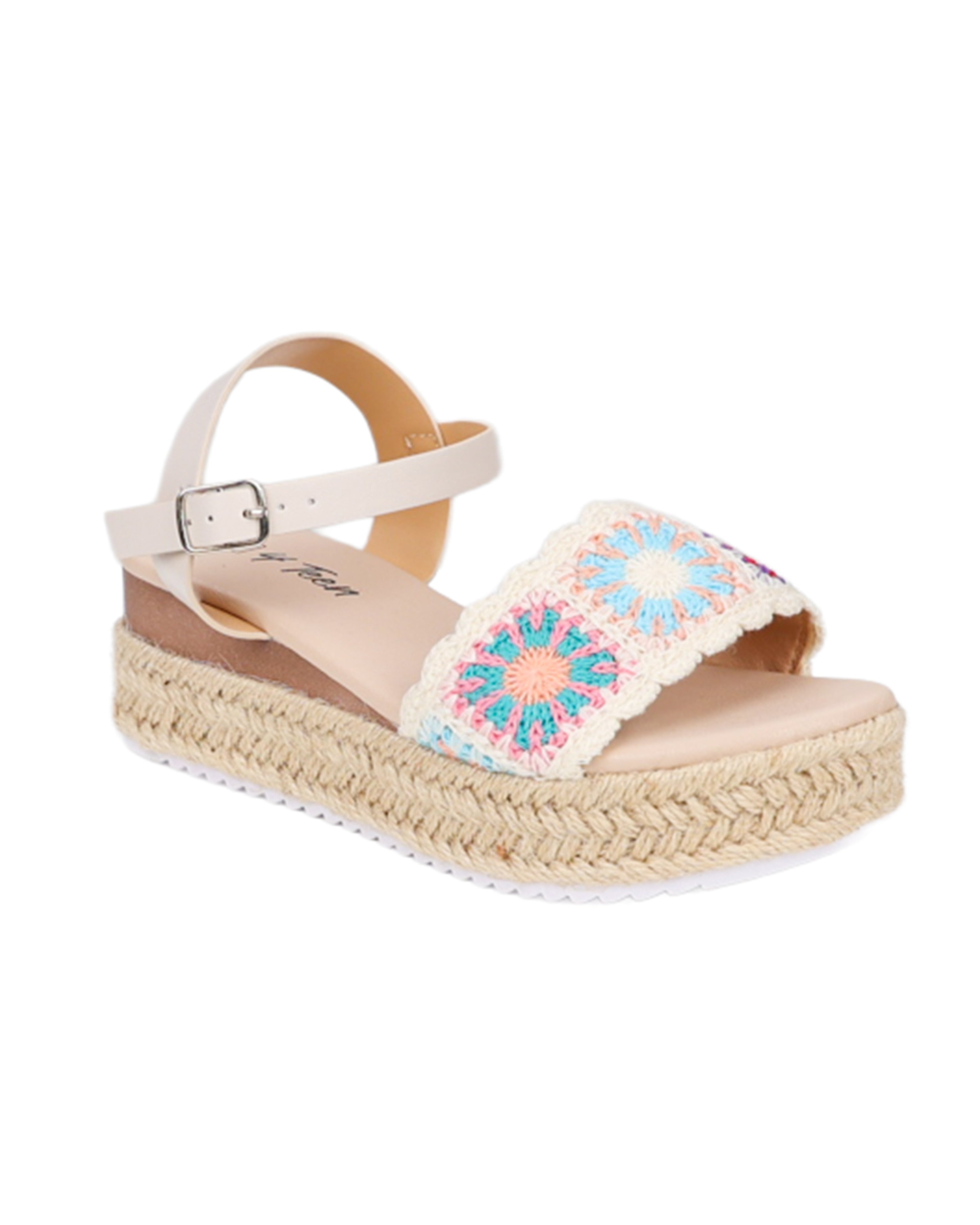 Girls Crochet Detail Wedge Espadrille