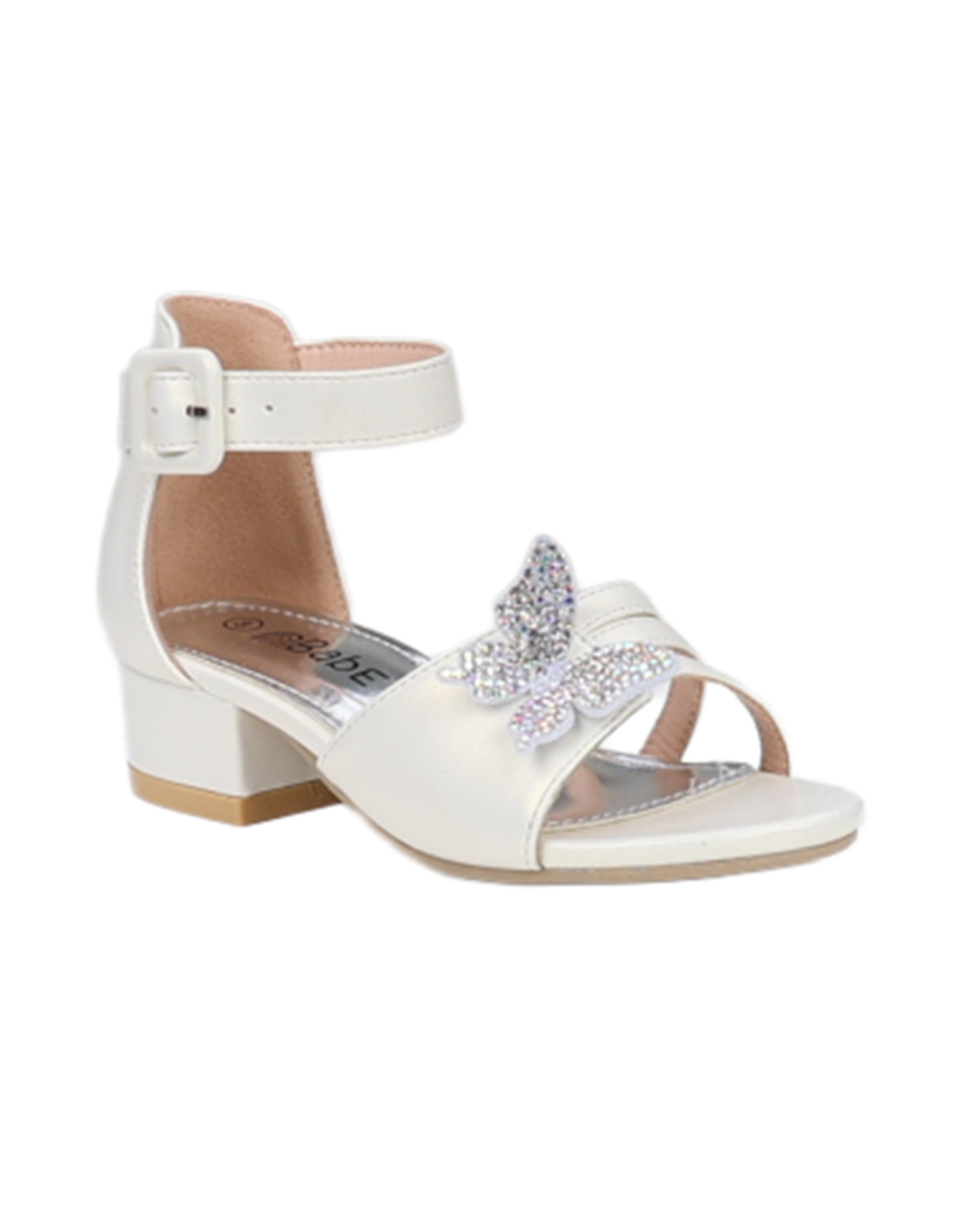 Girls Butterfly Detail Strappy Block Heel
