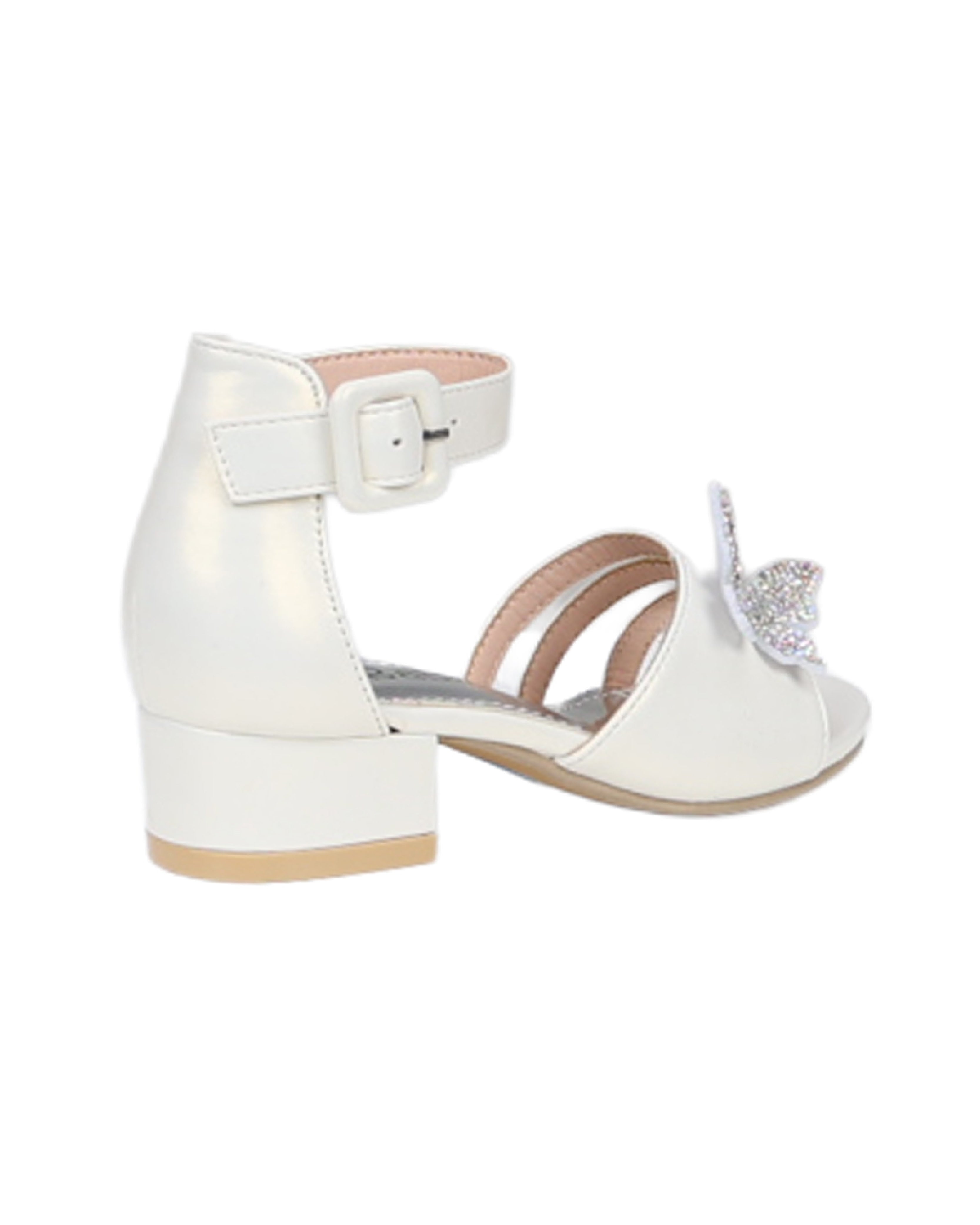 Girls Butterfly Detail Strappy Block Heel