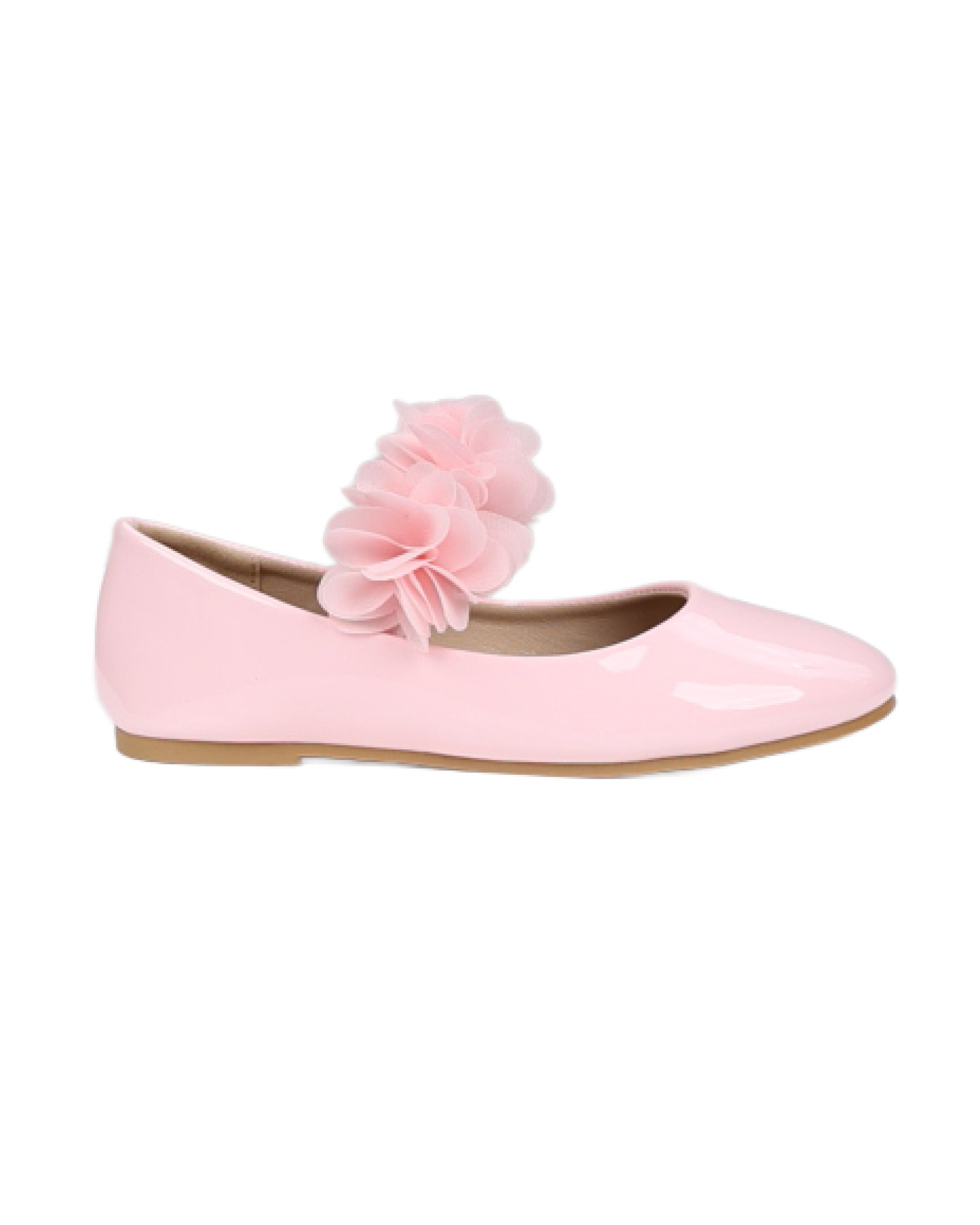 Girls Floral Band Pink Formal Pumps