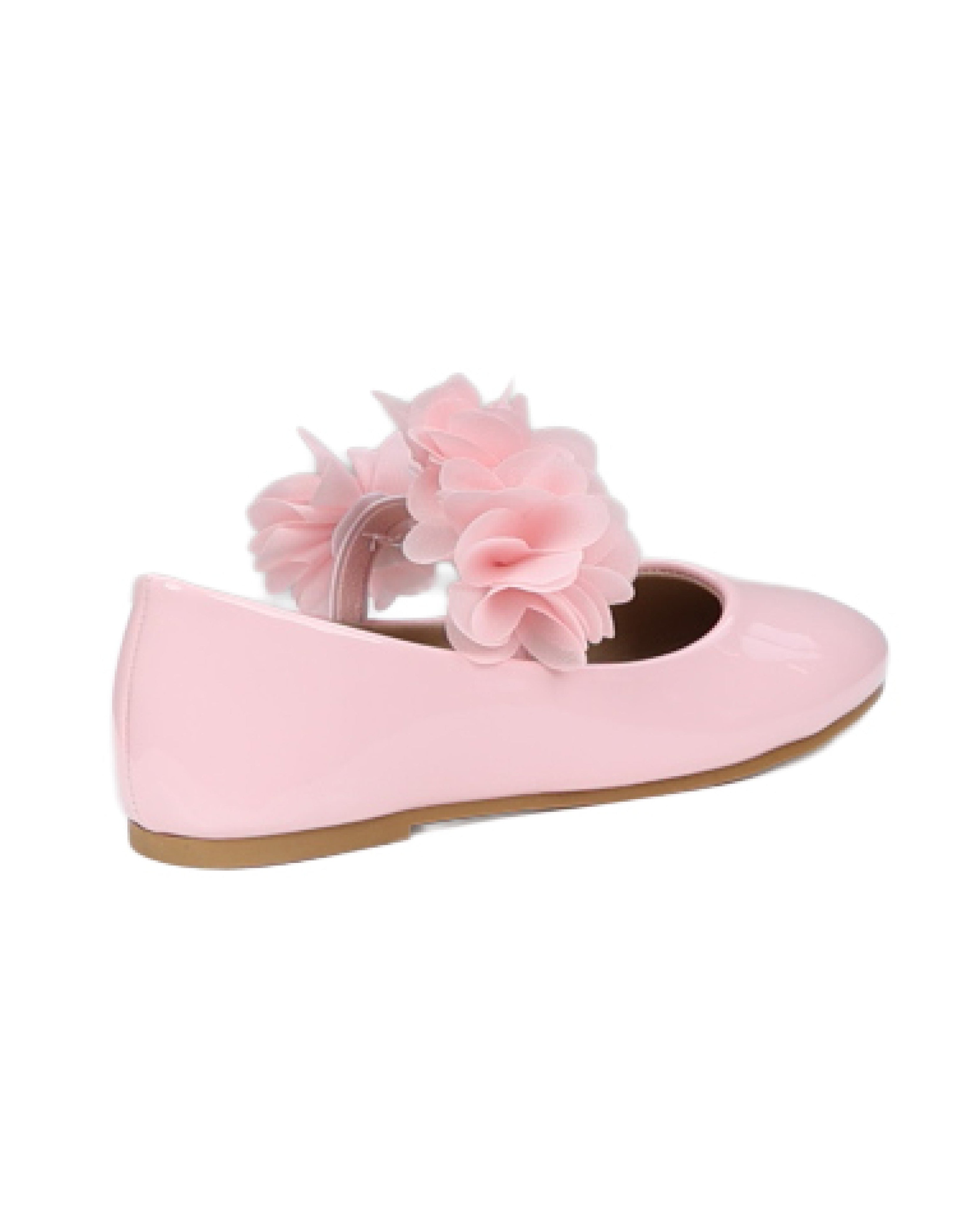 Girls Floral Band Pink Formal Pumps