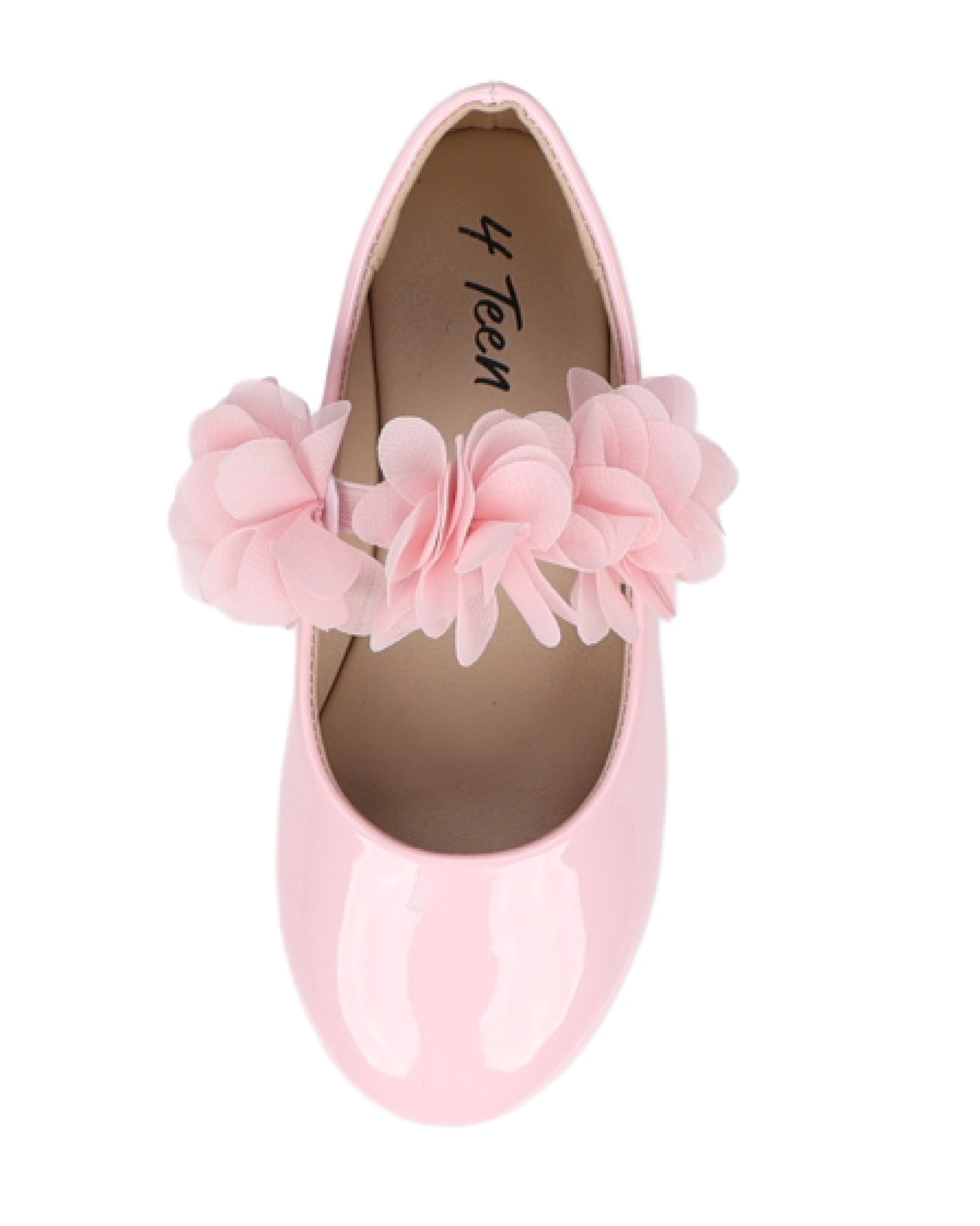 Girls Floral Band Pink Formal Pumps