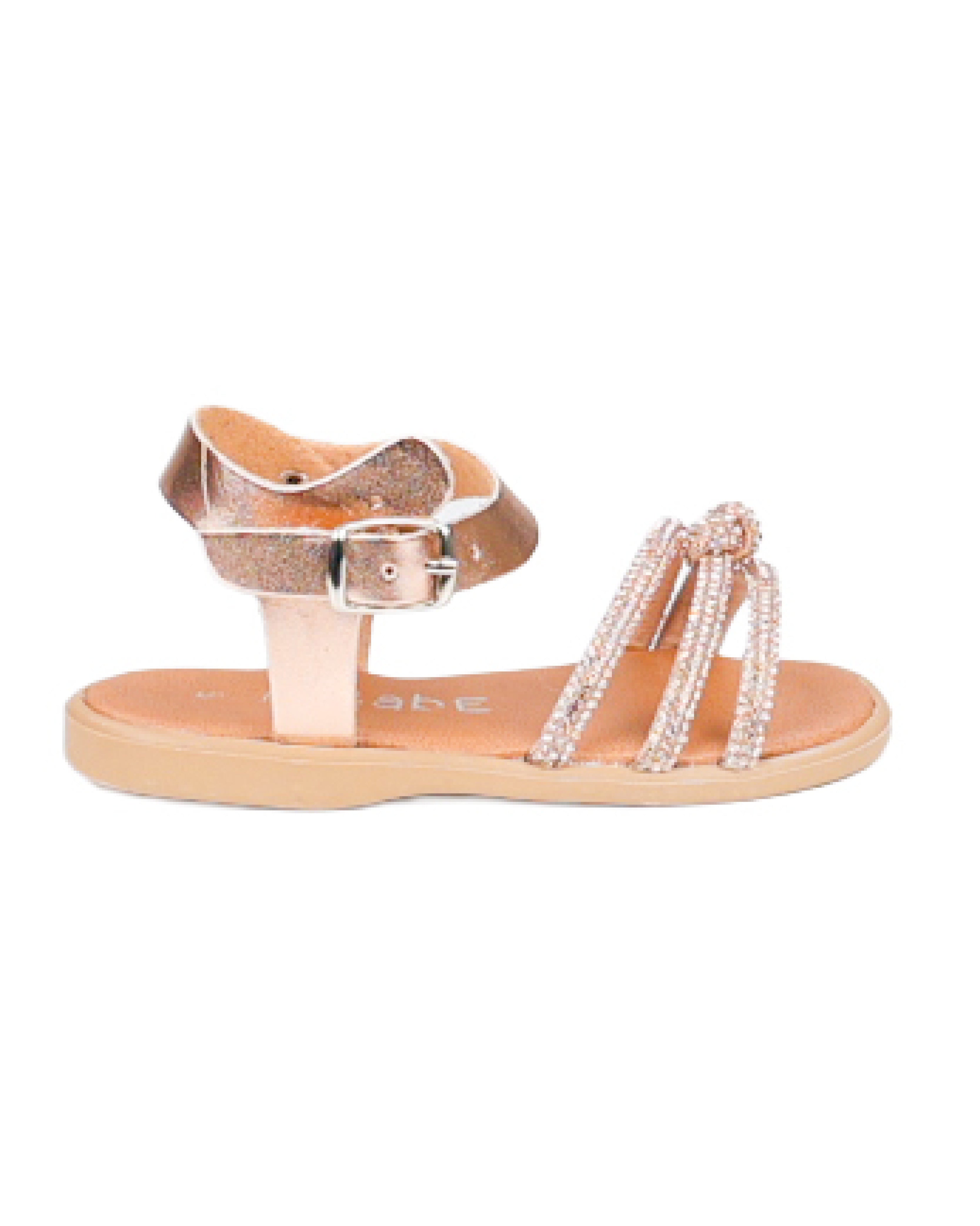Girls Embellished Knot Detail Tri-Strap Sandal