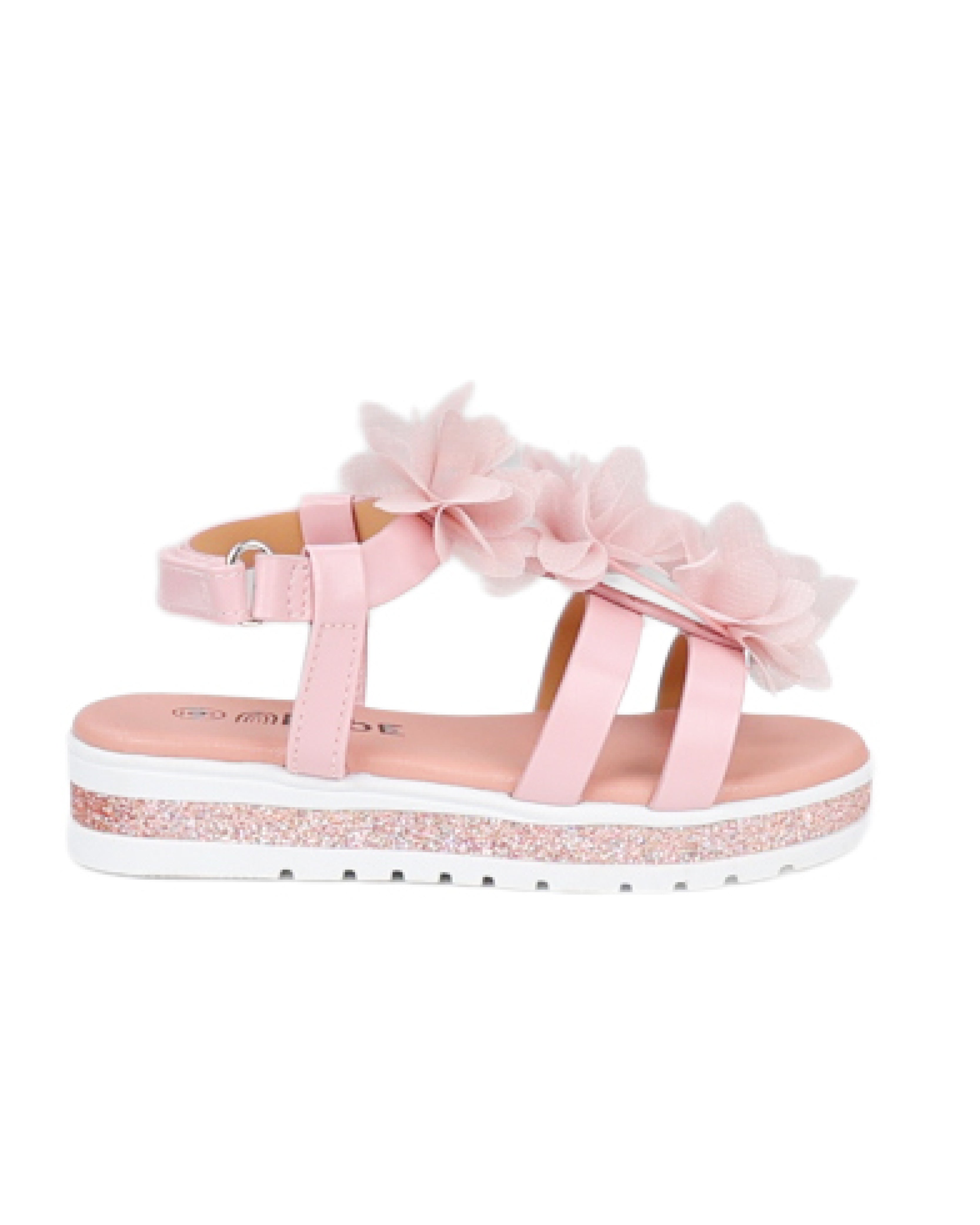 Girls Flower Detail Strappy Comfort Sandal