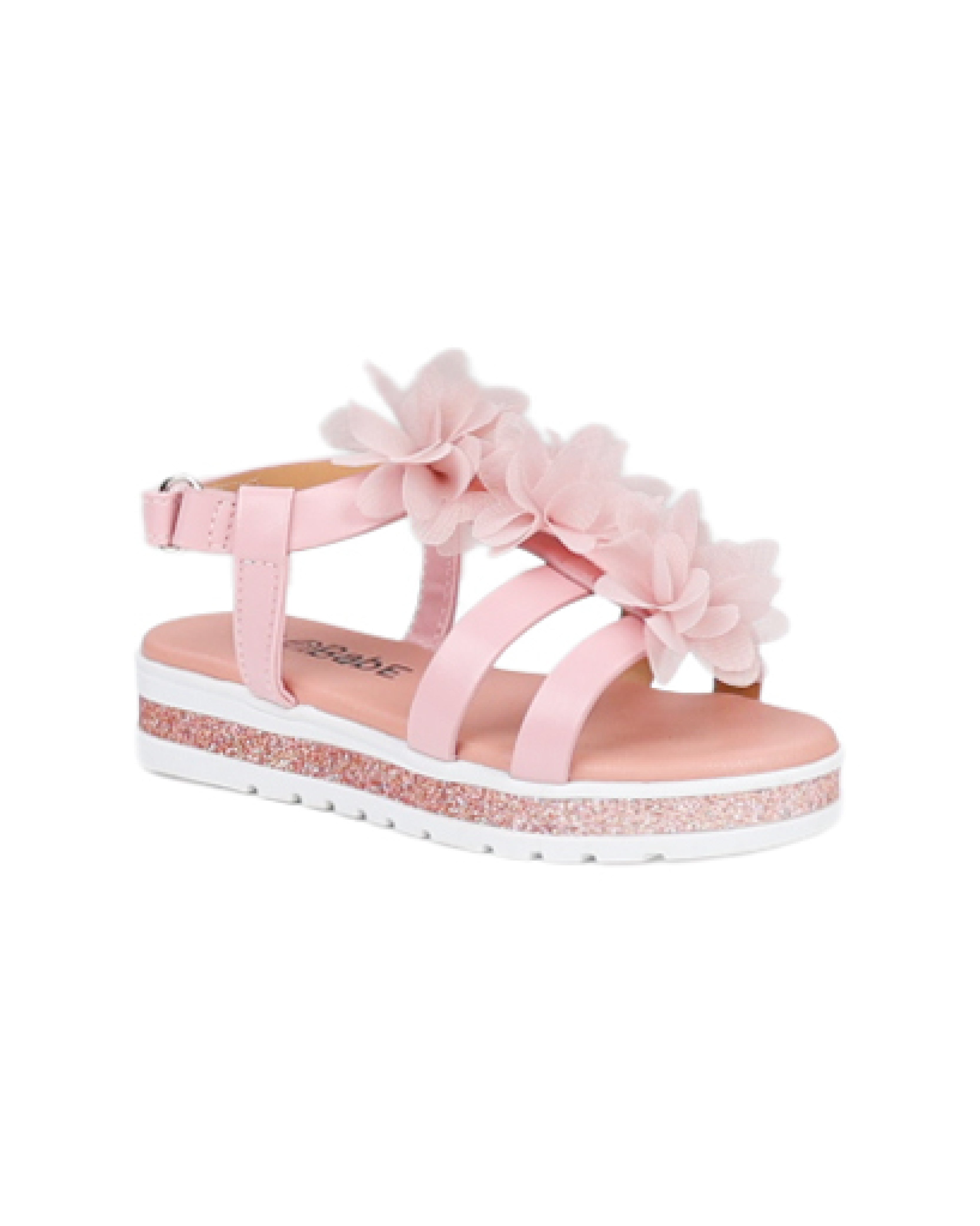 Girls Flower Detail Strappy Comfort Sandal