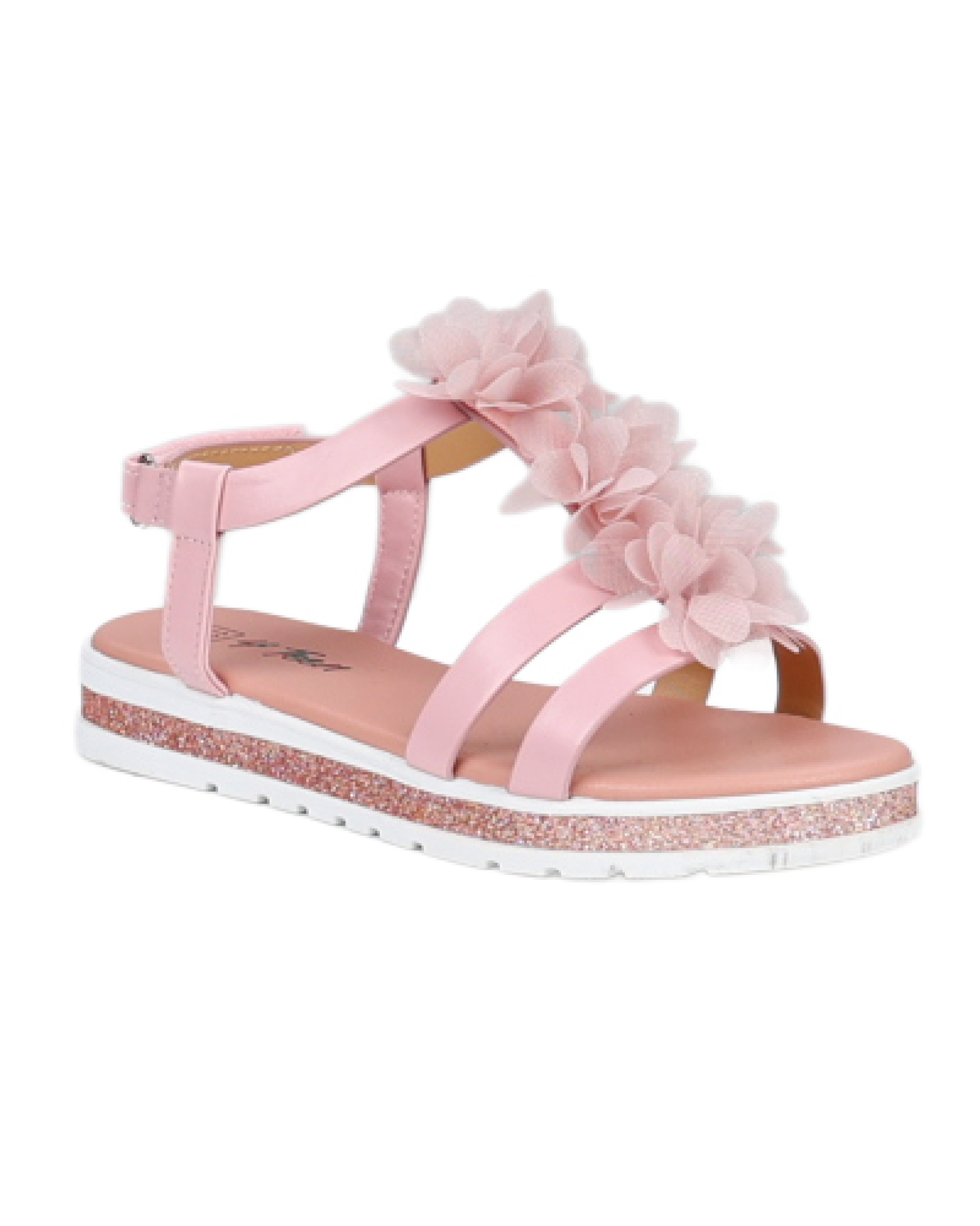 Girls Flower Detail Strappy Comfort Sandal