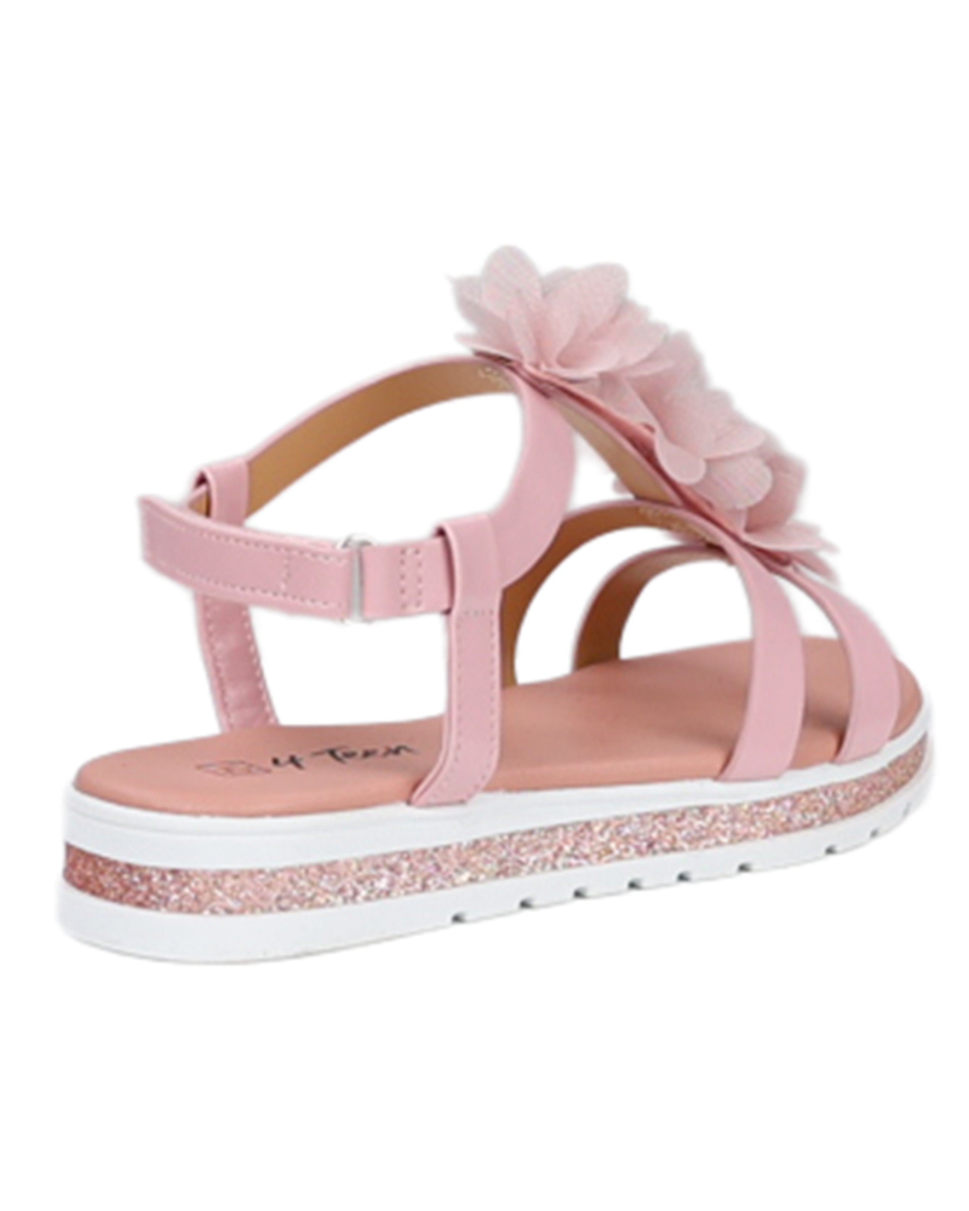 Girls Flower Detail Strappy Comfort Sandal