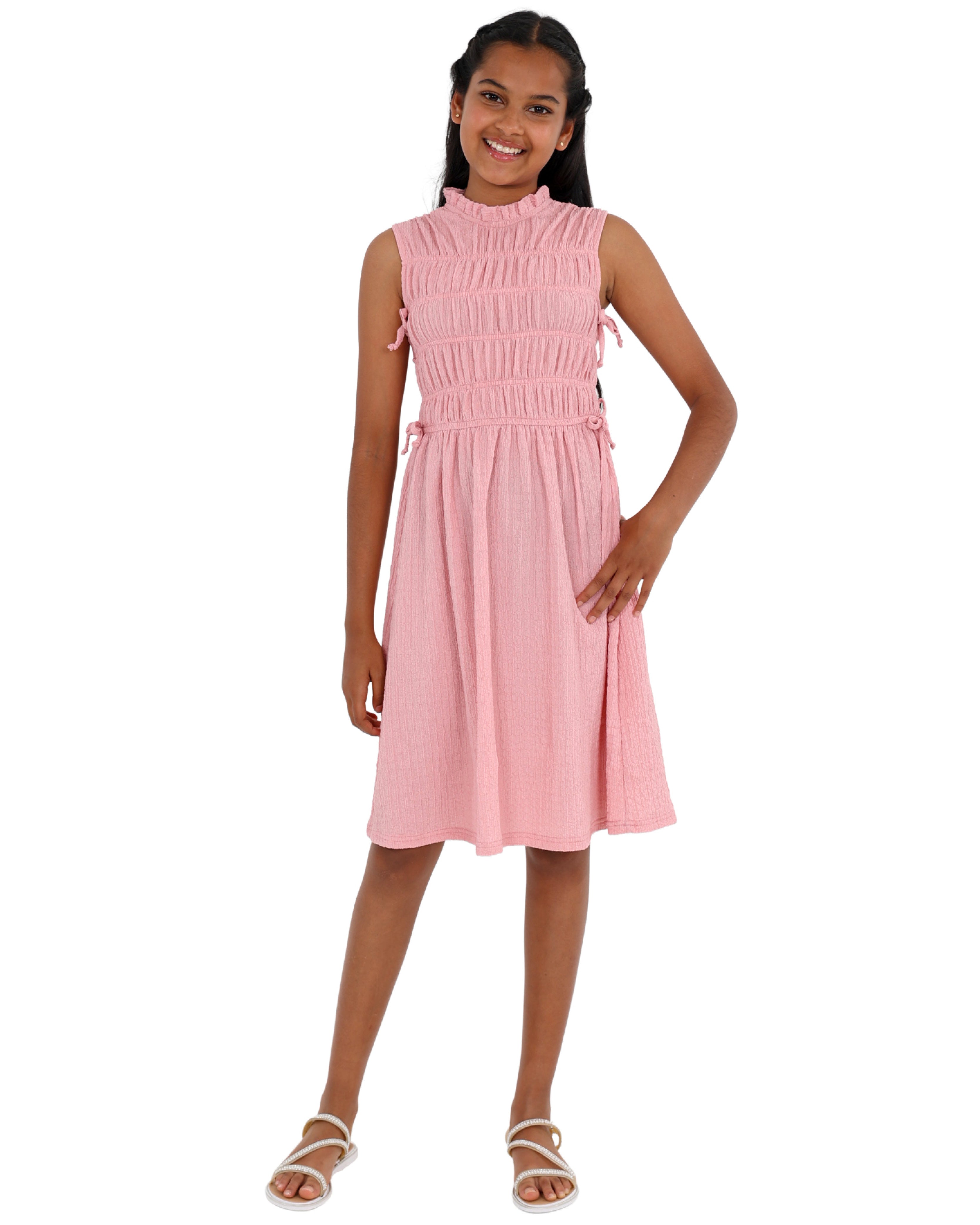 Sleeveless Ruched High Neck Dress