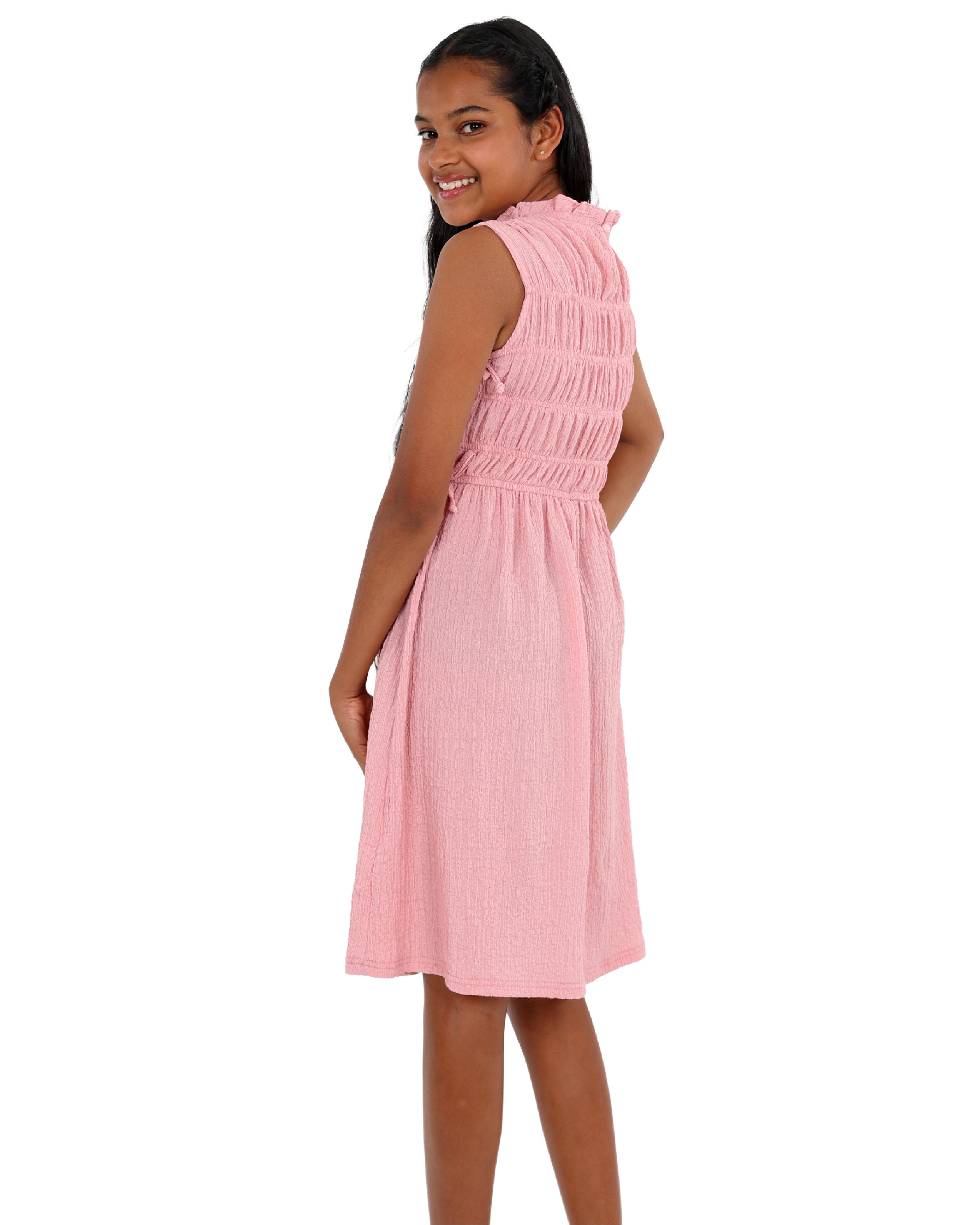 Sleeveless Ruched High Neck Dress