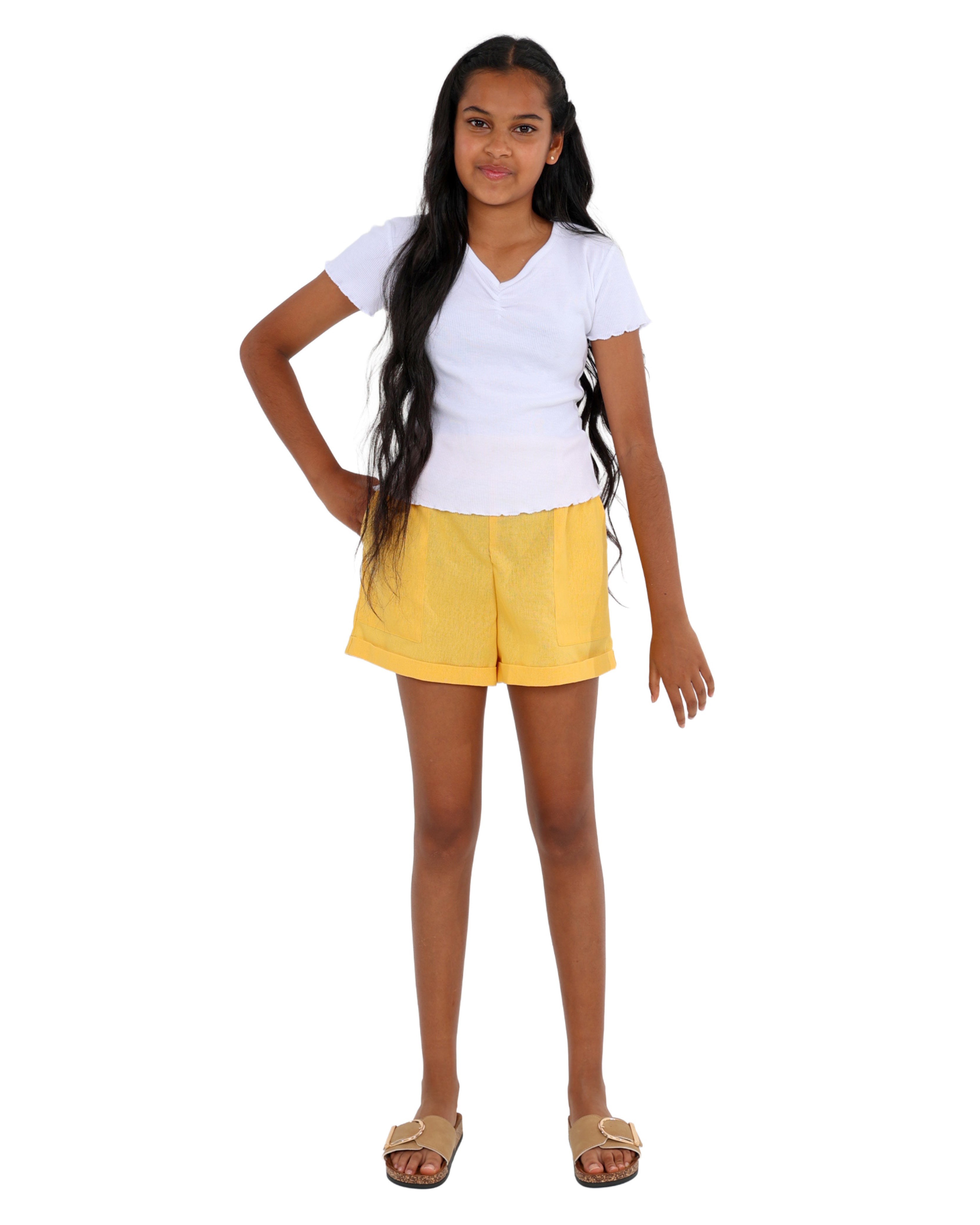 Short Ruffle Sleeve White Ribbed Top