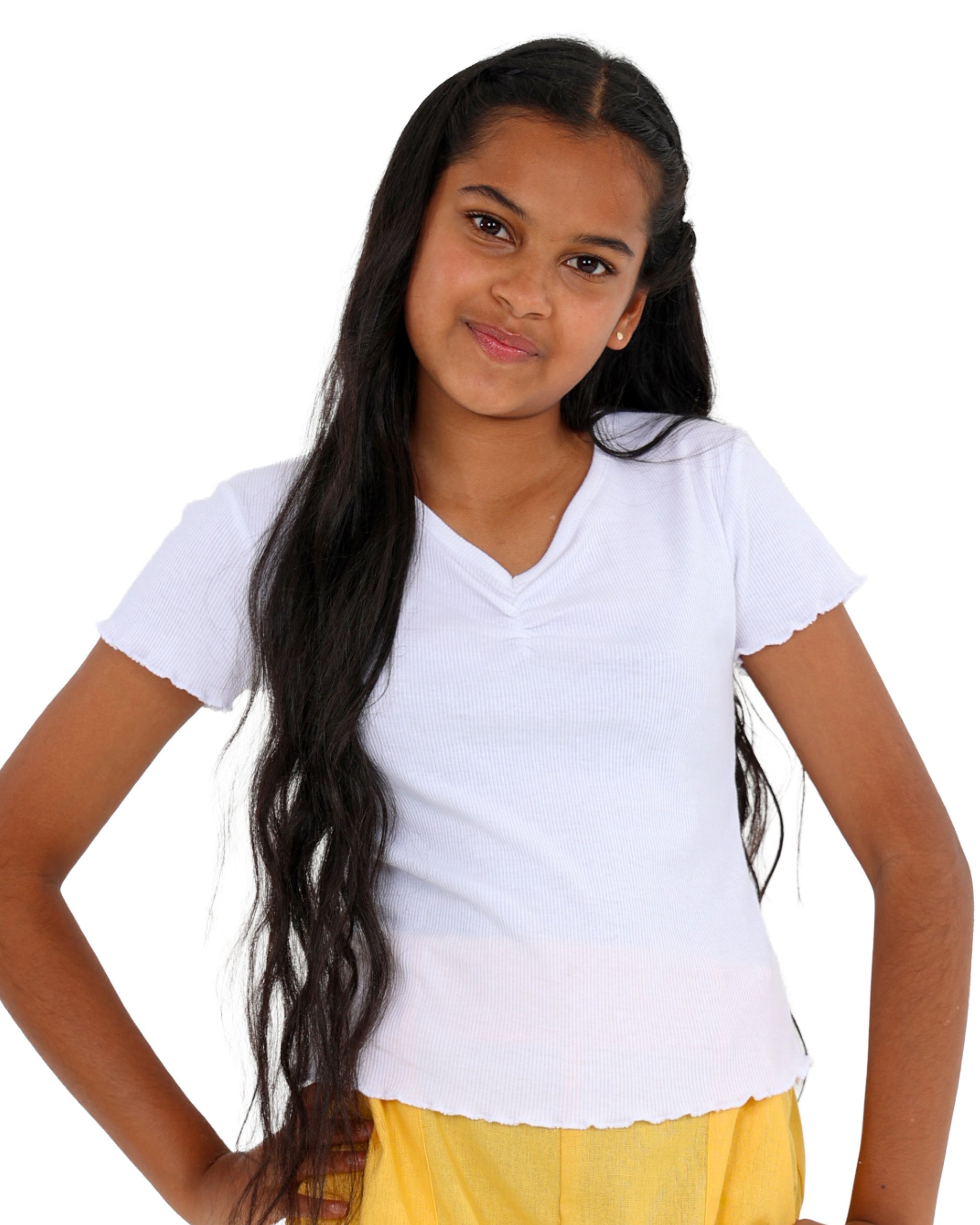 Short Ruffle Sleeve White Ribbed Top