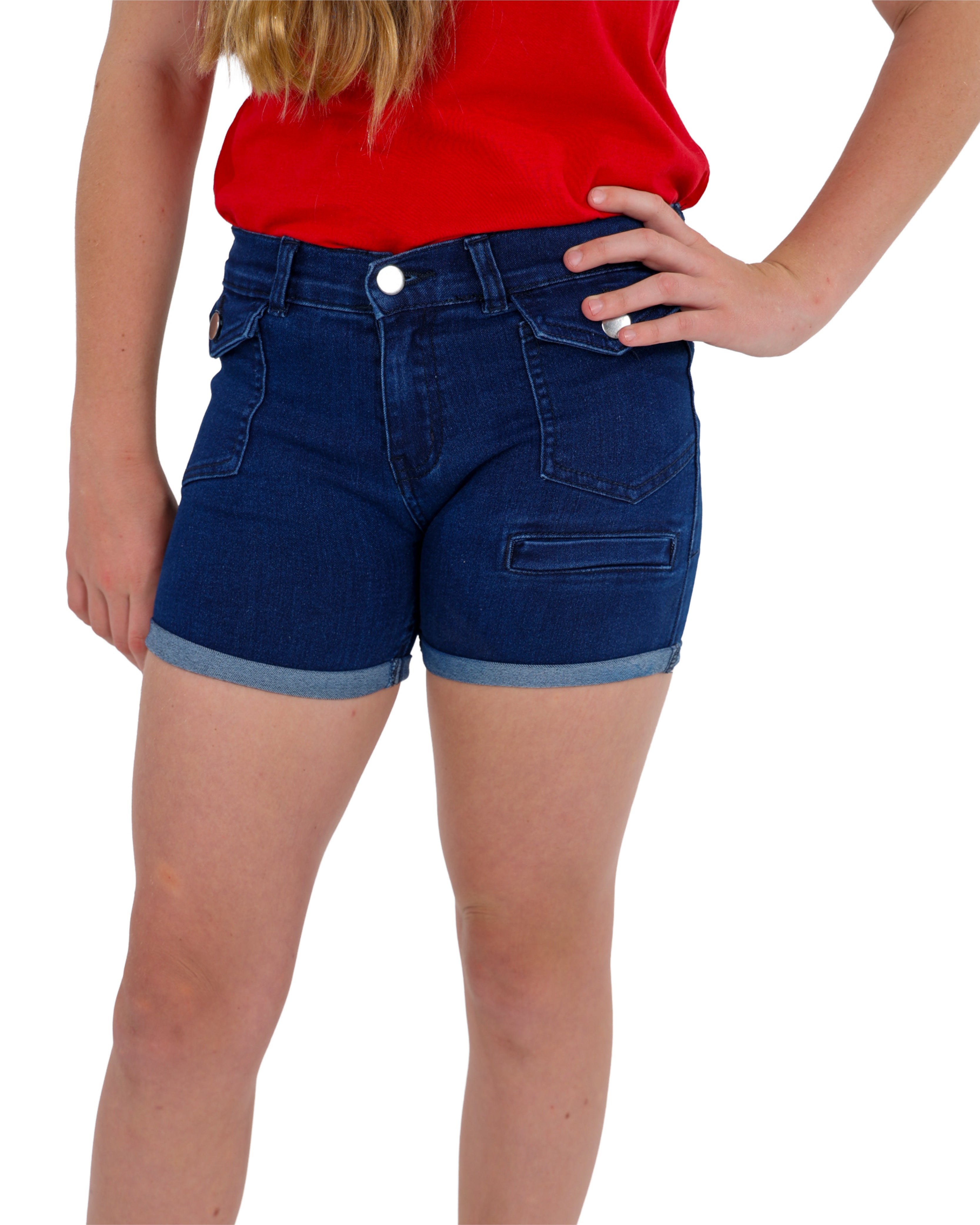Blue Front Cargo Pocket Denim Shorts