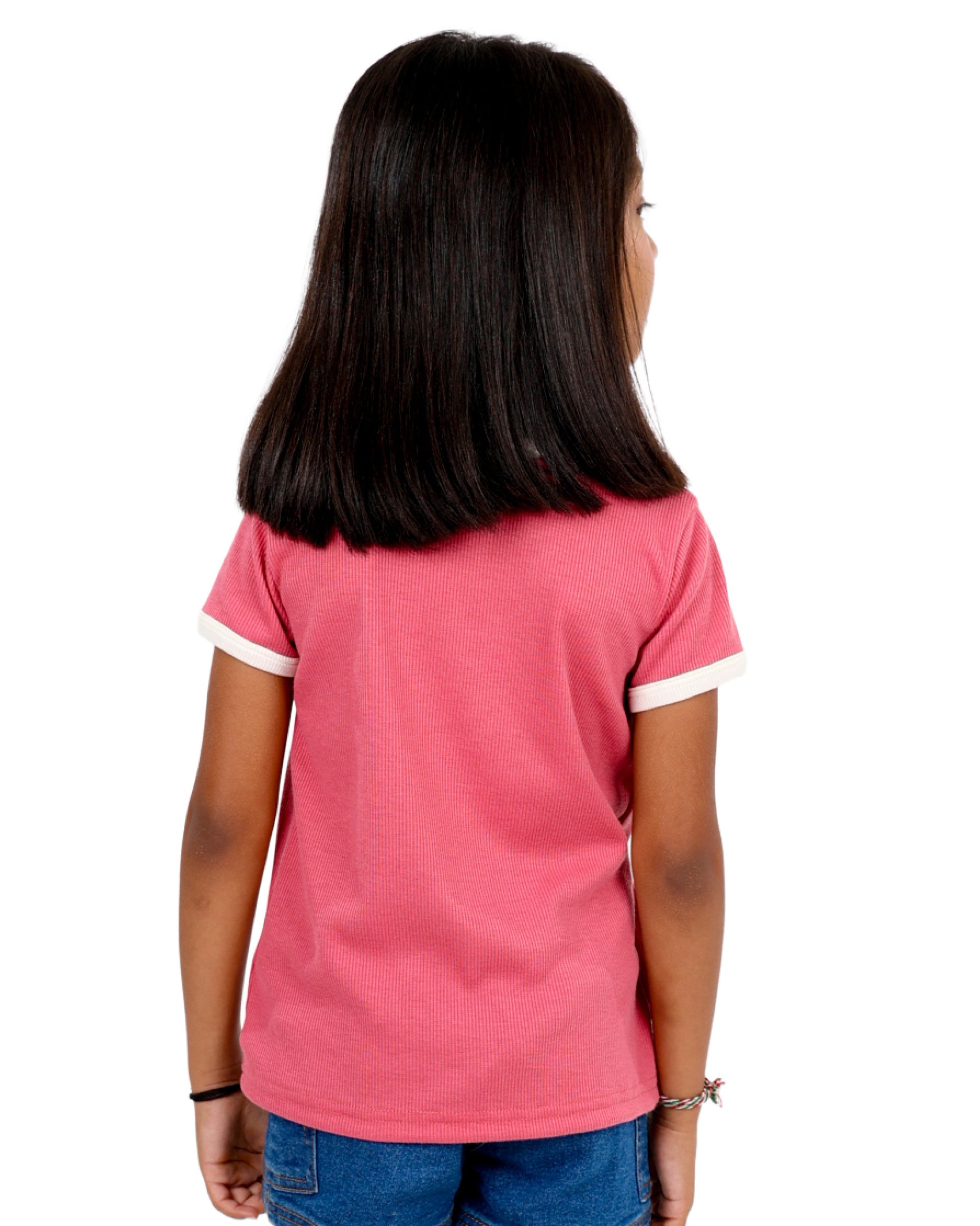 Short Sleeve Contrast Ribbed T-Shirt