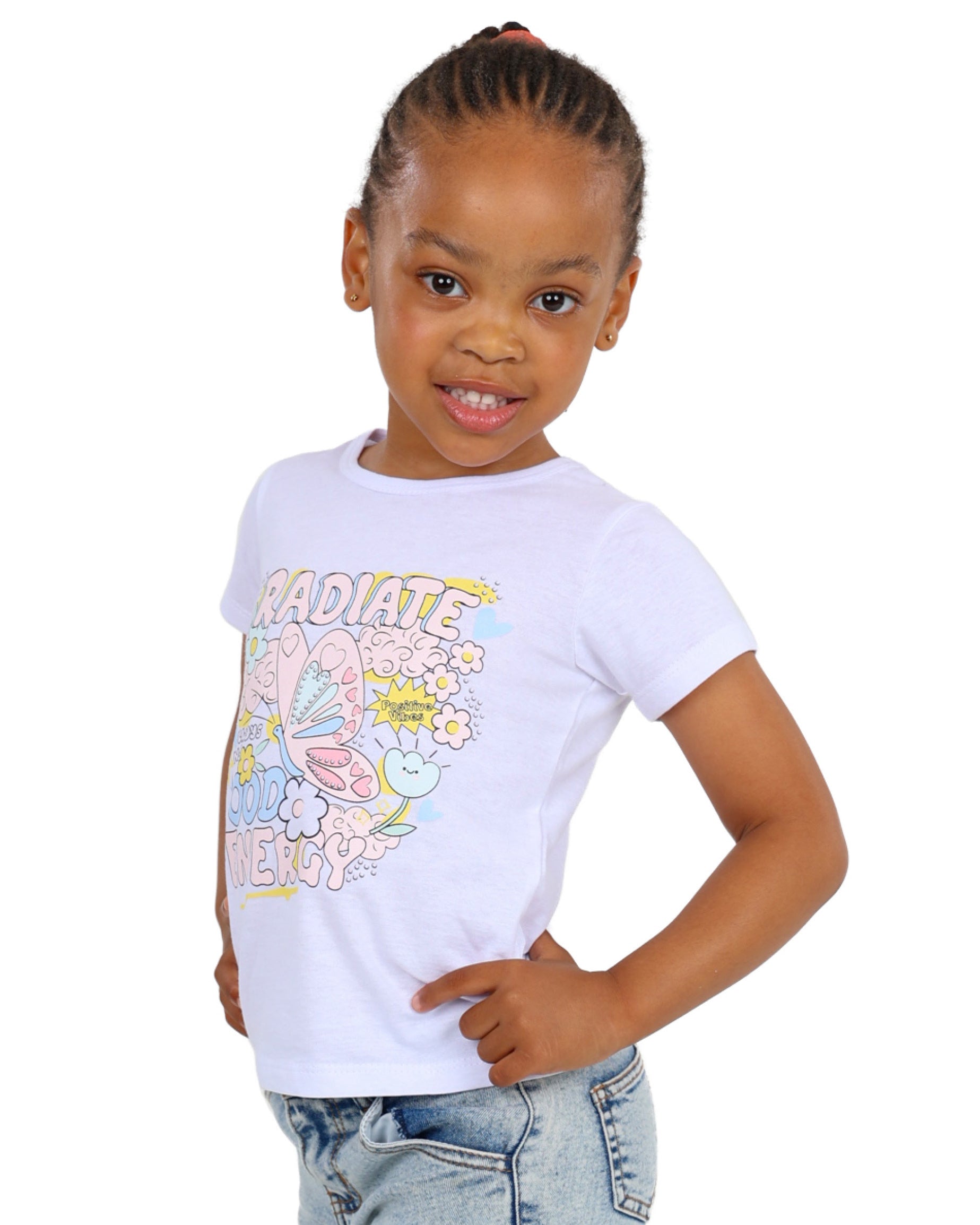 Short Sleeve White "Radiate Good Energy" T-Shirt