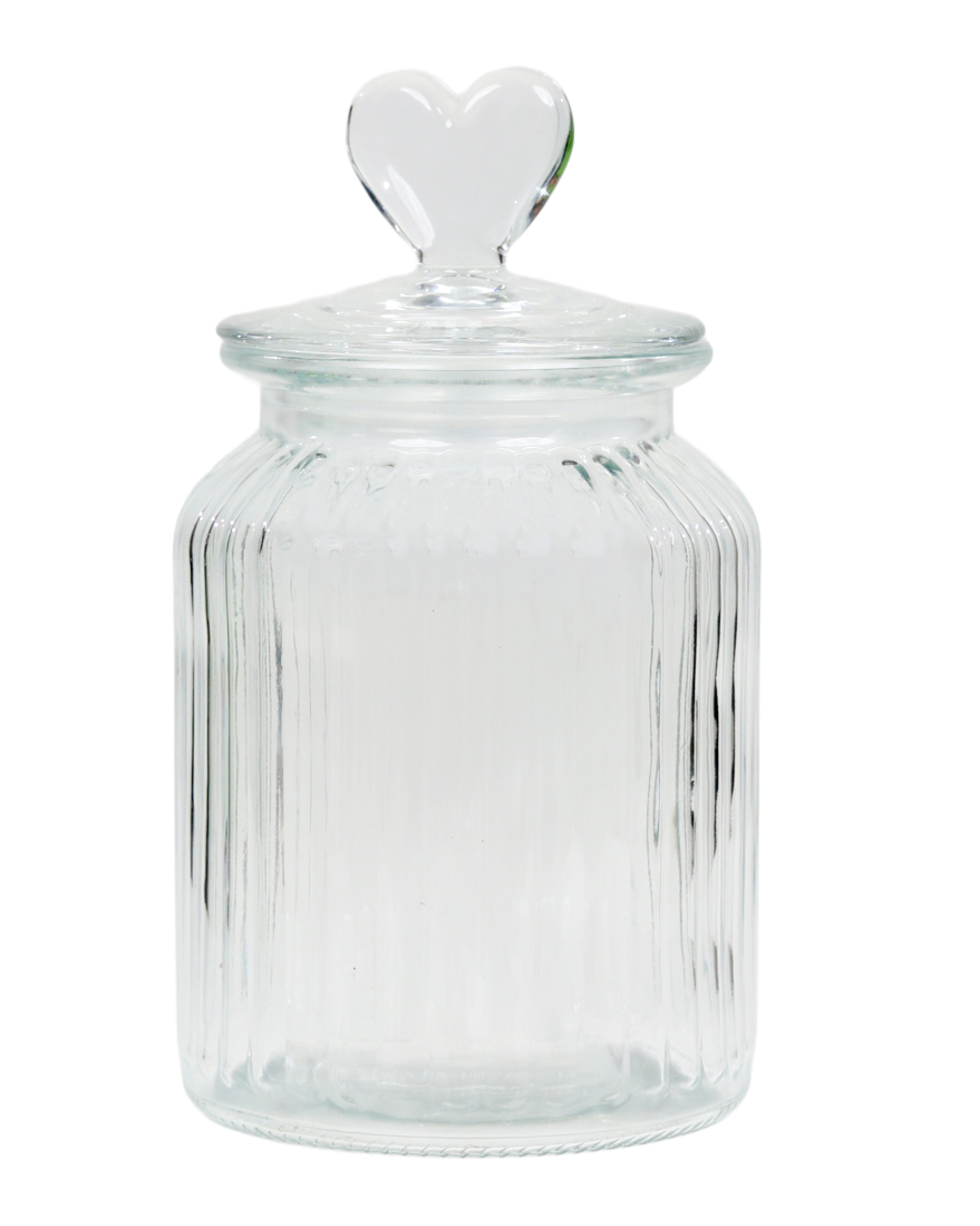 Medium Glass Heart Storage Jar 900ml