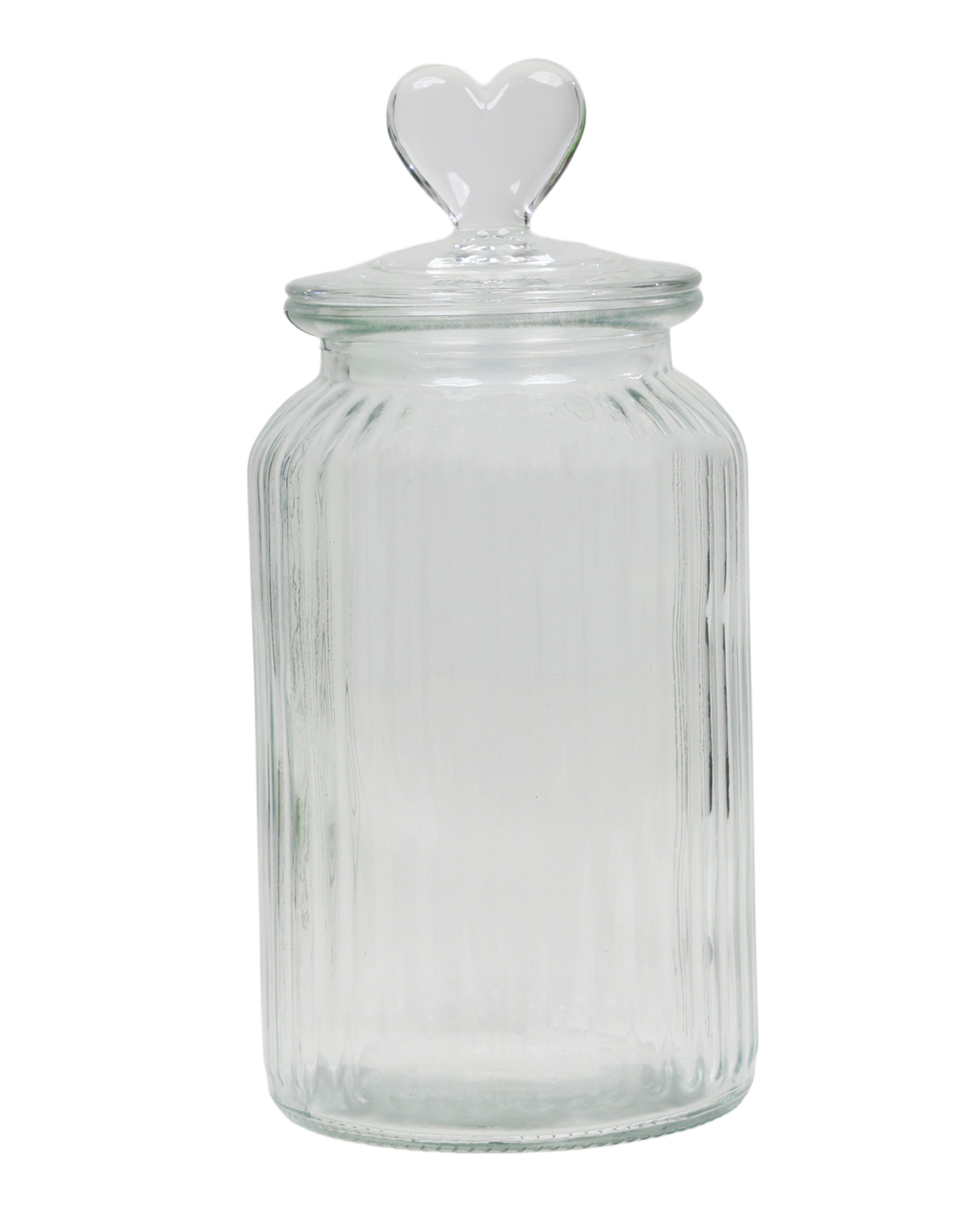 Large Glass Heart Storage Jar 1.2L