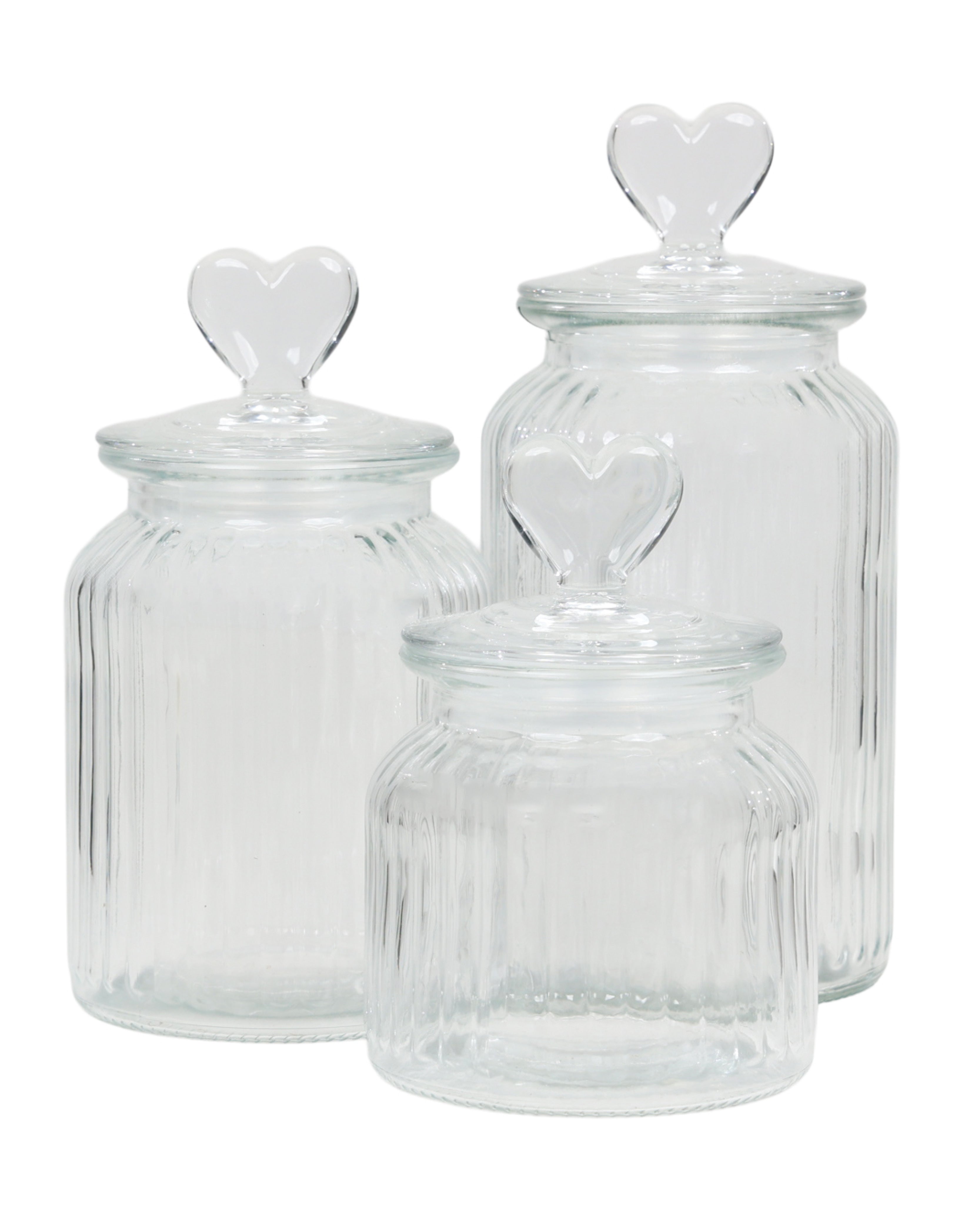 Medium Glass Heart Storage Jar 900ml