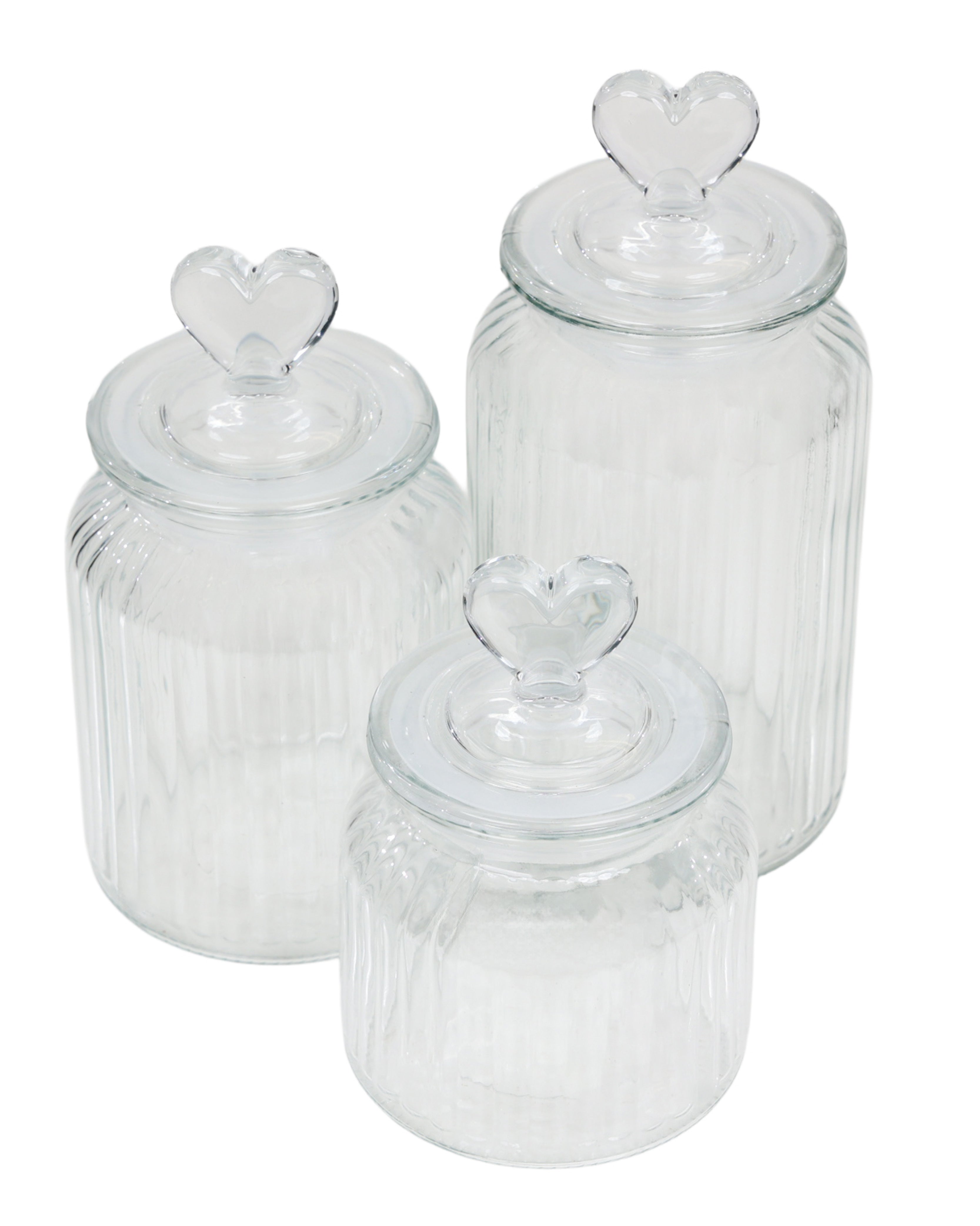 Large Glass Heart Storage Jar 1.2L
