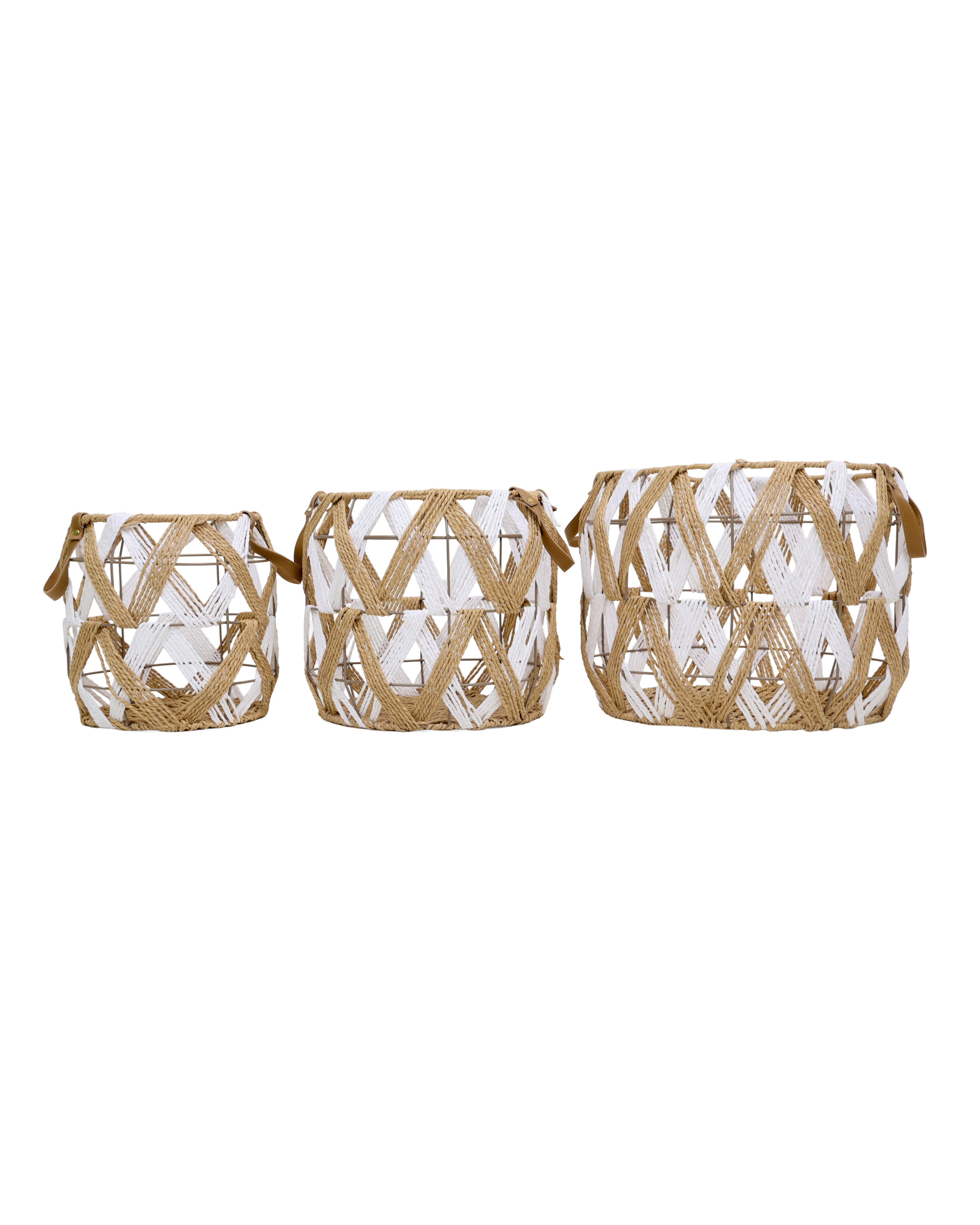 Small Two Tone Open Weave Storage Basket