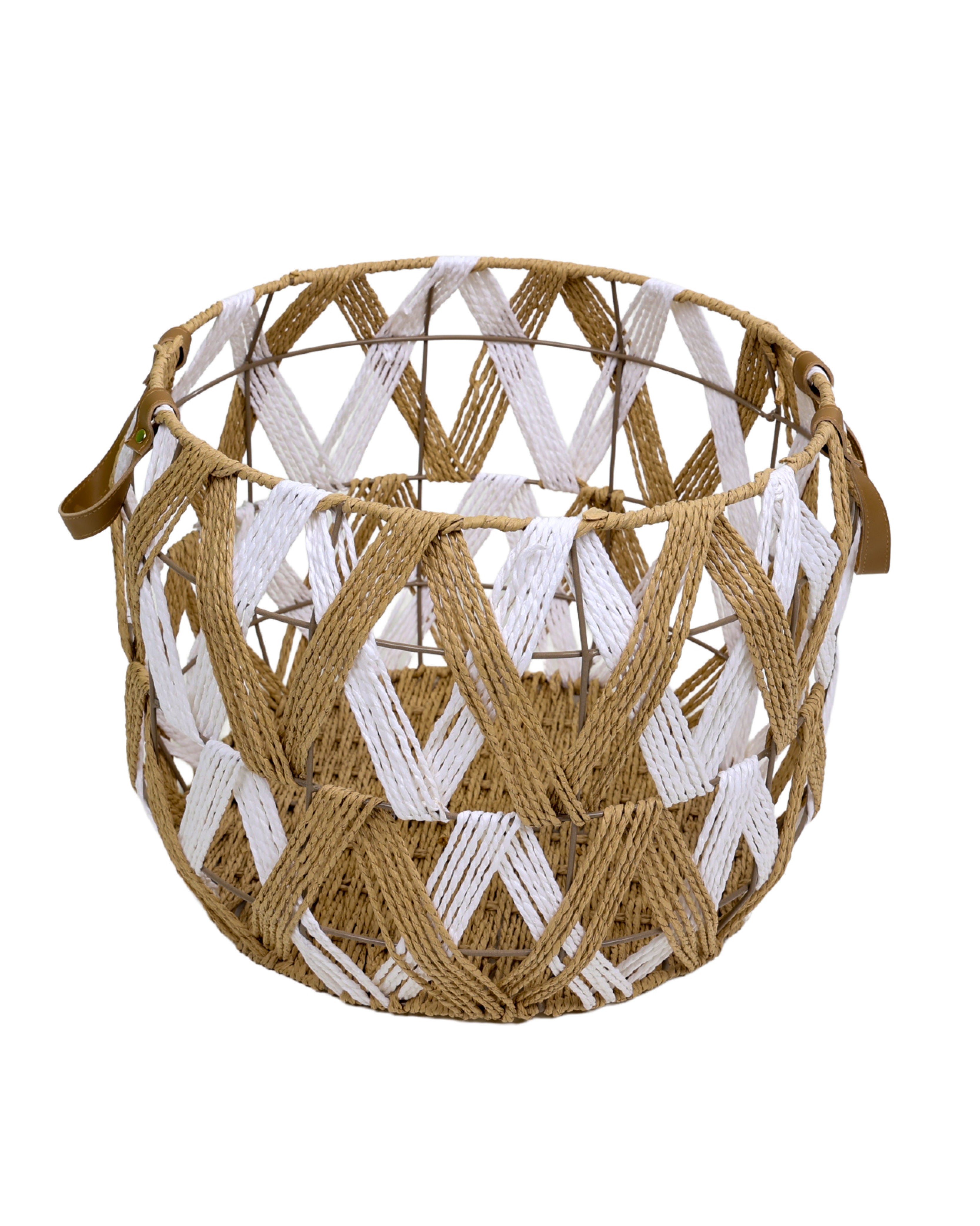 Small Two Tone Open Weave Storage Basket