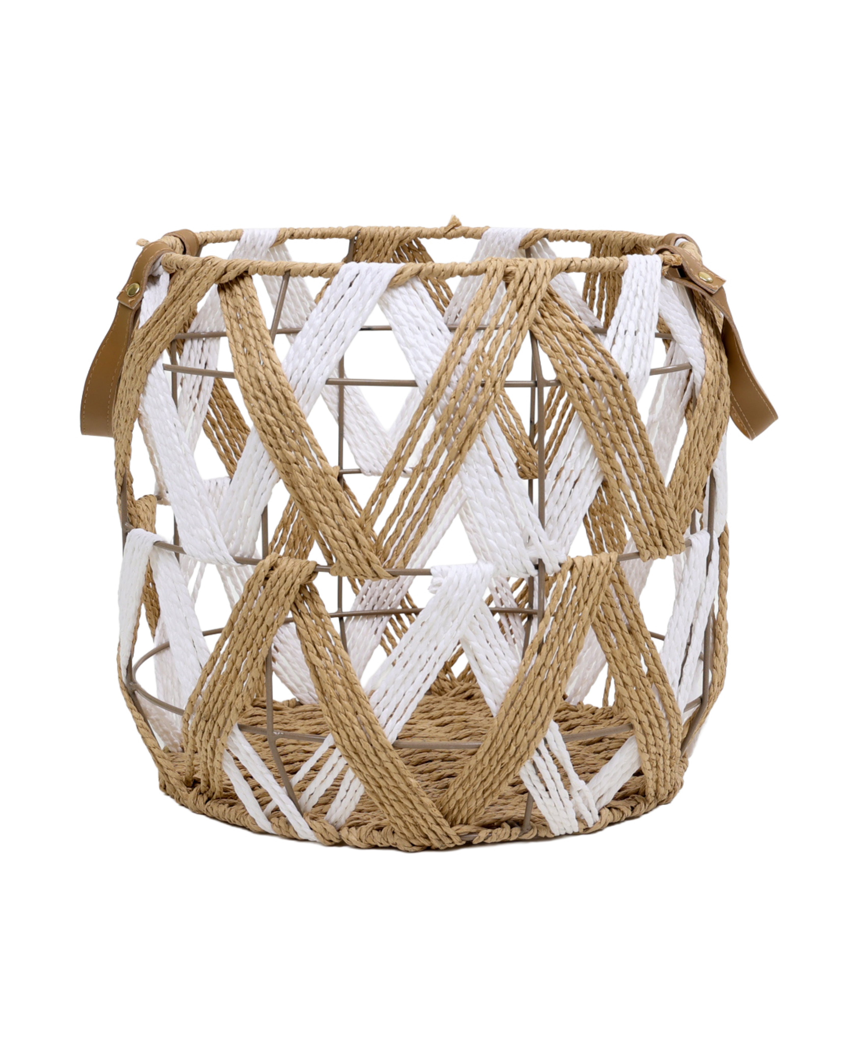 Medium Two Tone Open Weave Storage Basket