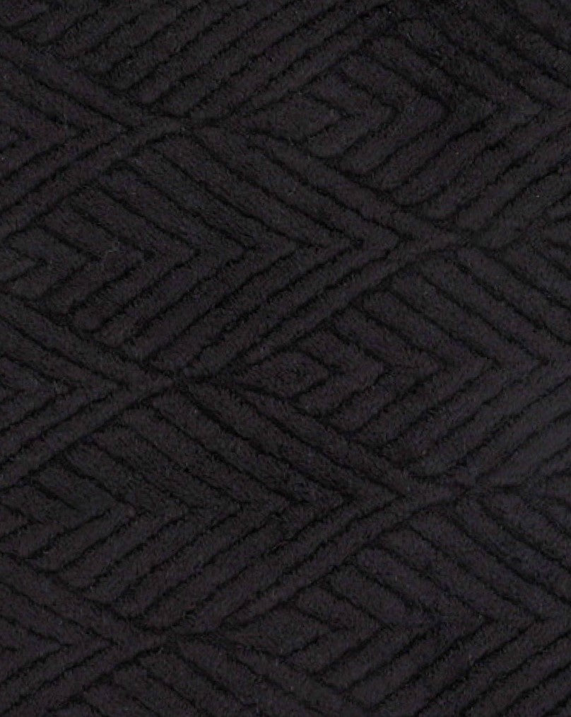 2 Piece Leaf Embossed Bath & Toilet Mat Set Black