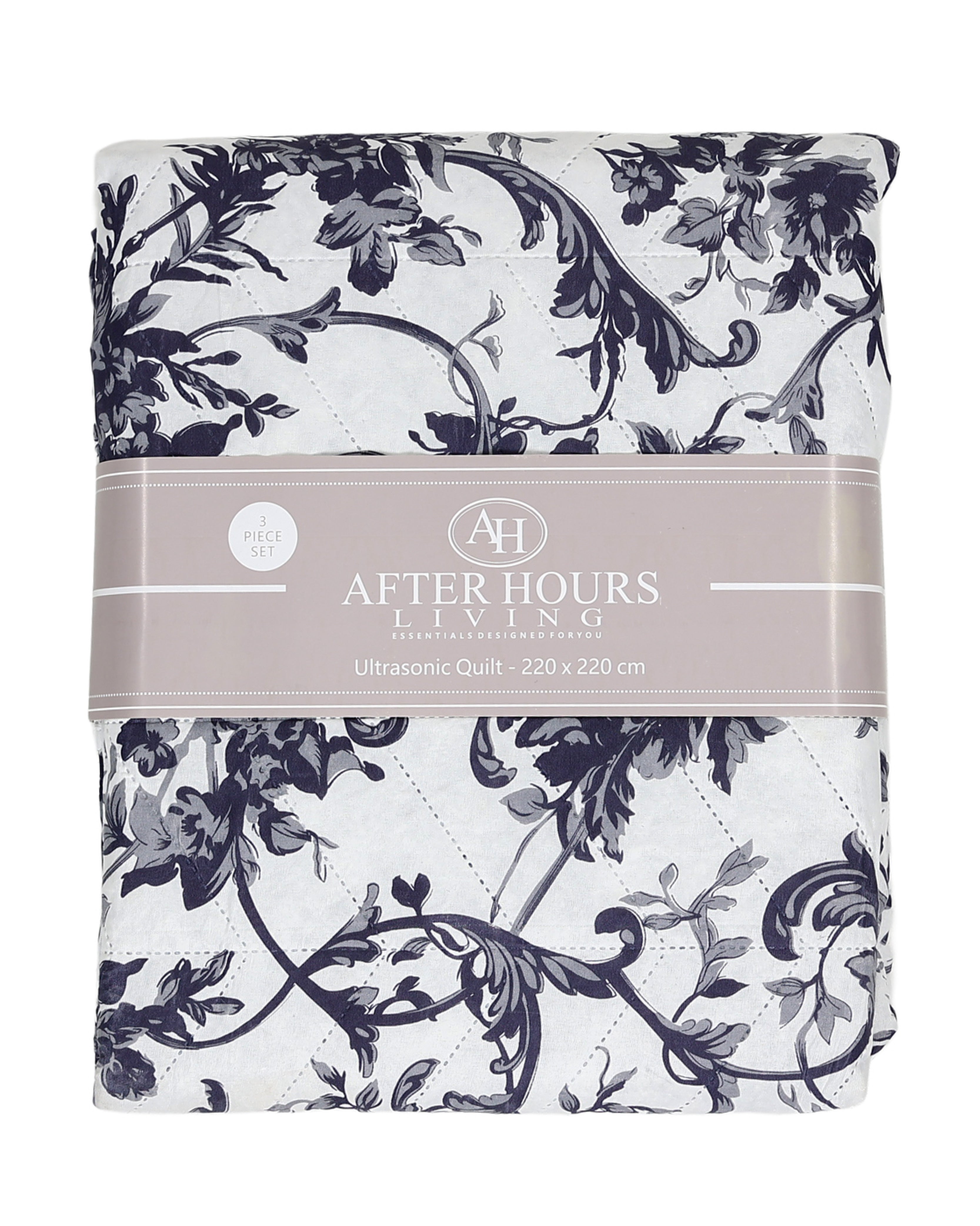 Toile Print Quilt 220 x 220cm + 2 Pillowcases