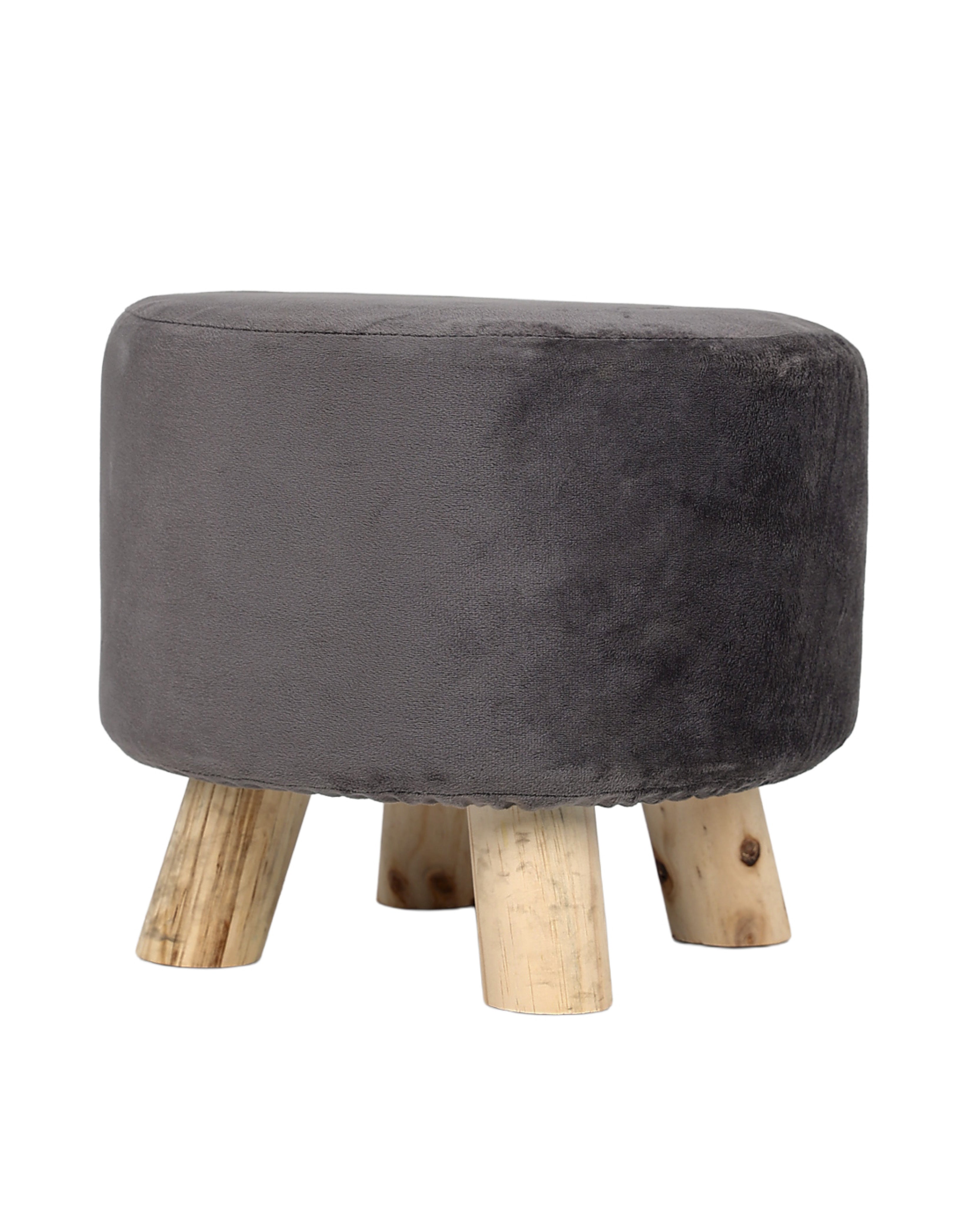 Velvet Grey Four Legged Footstool