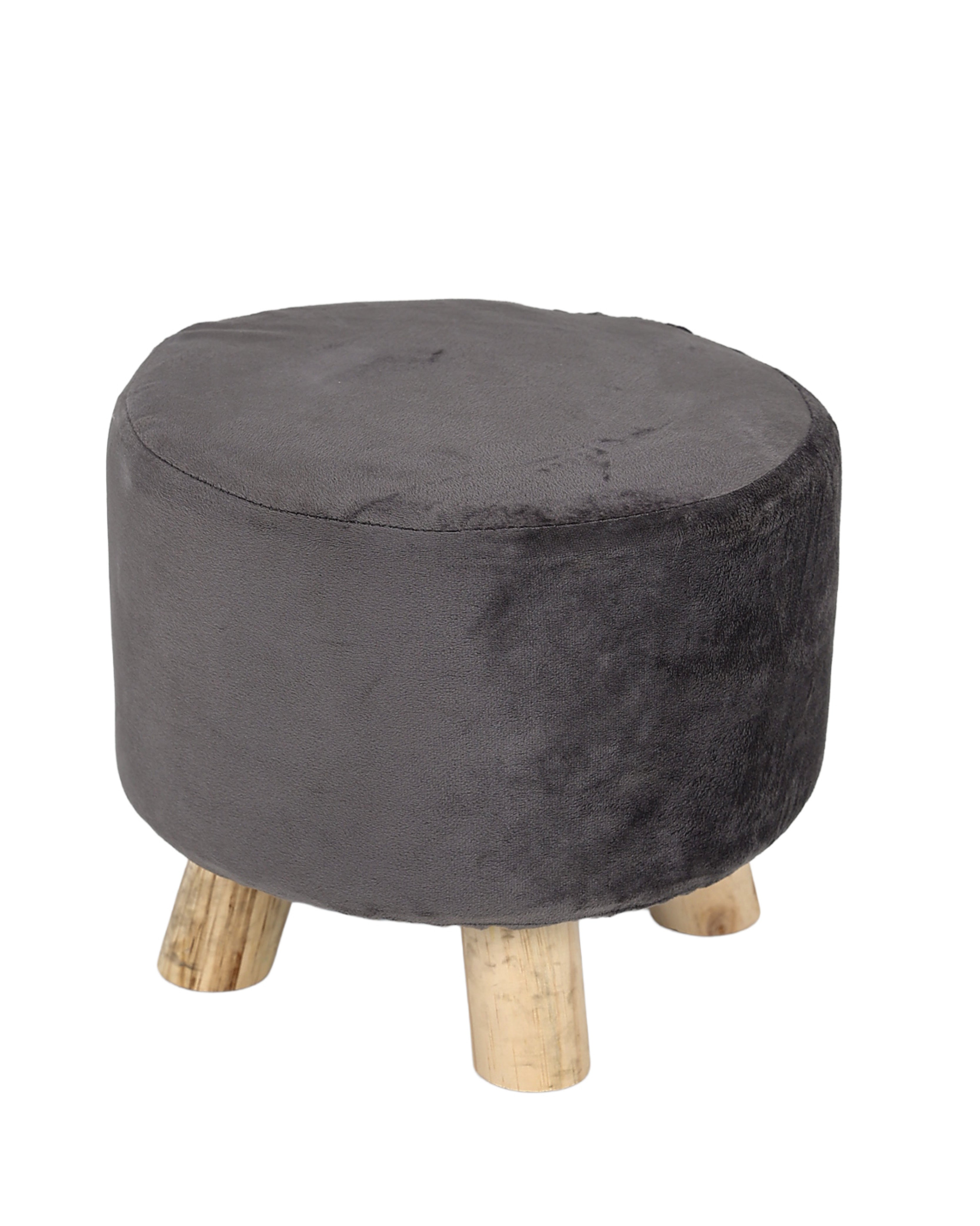Velvet Grey Four Legged Footstool