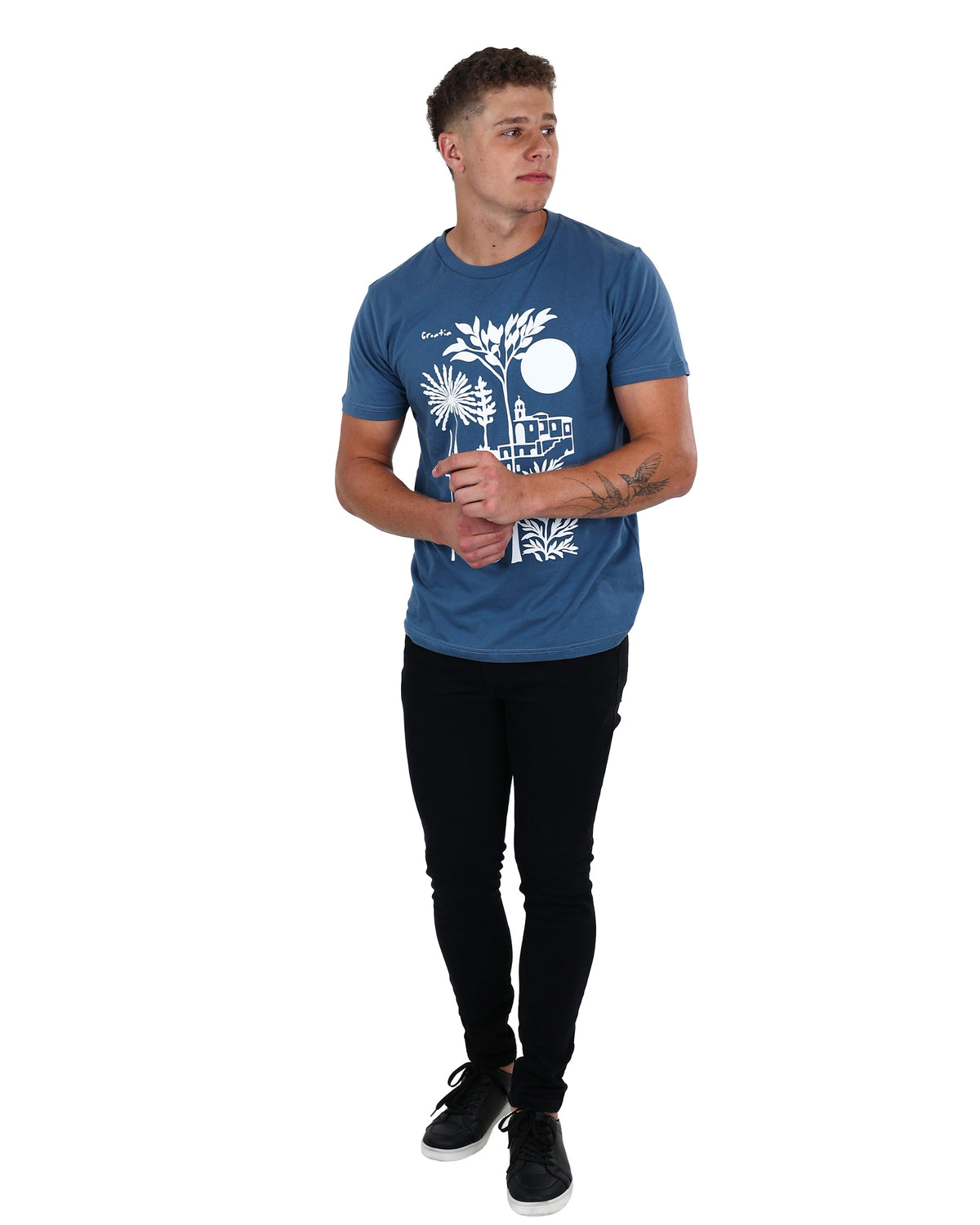Short Sleeve Blue Croatia Graphic T-Shirt