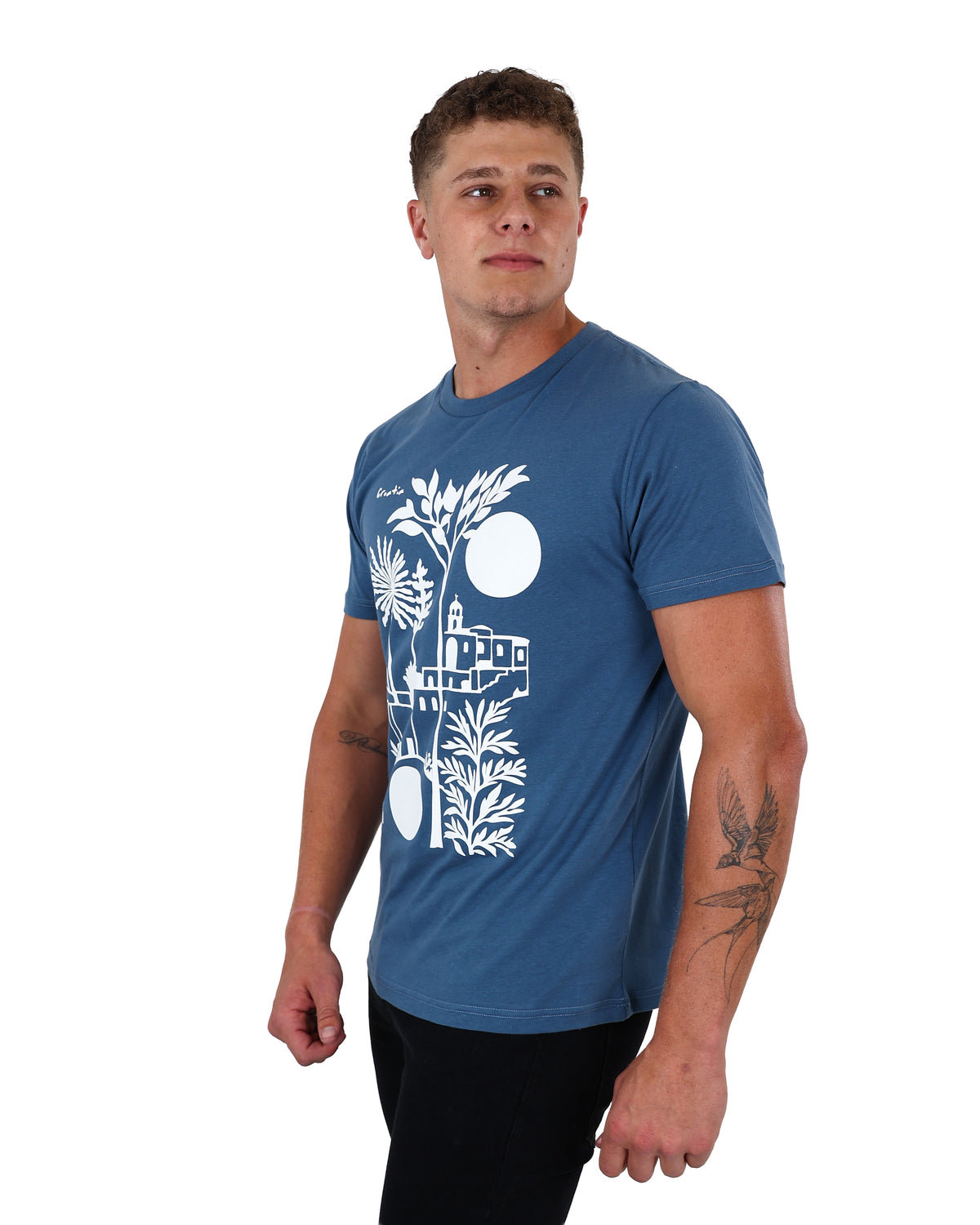 Short Sleeve Blue Croatia Graphic T-Shirt