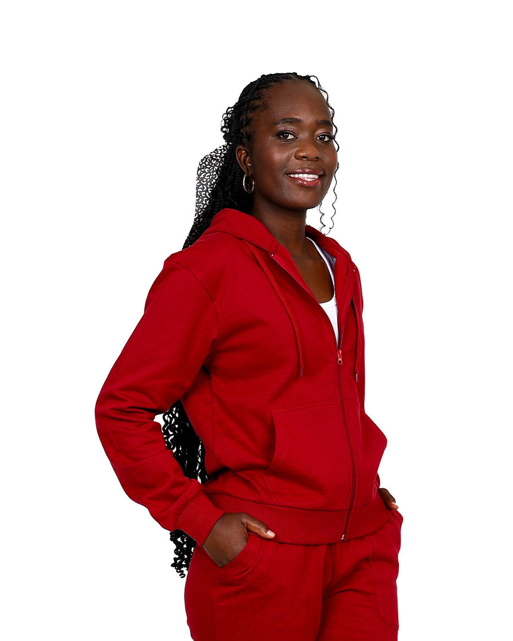 Red Zip-Through Hoodie