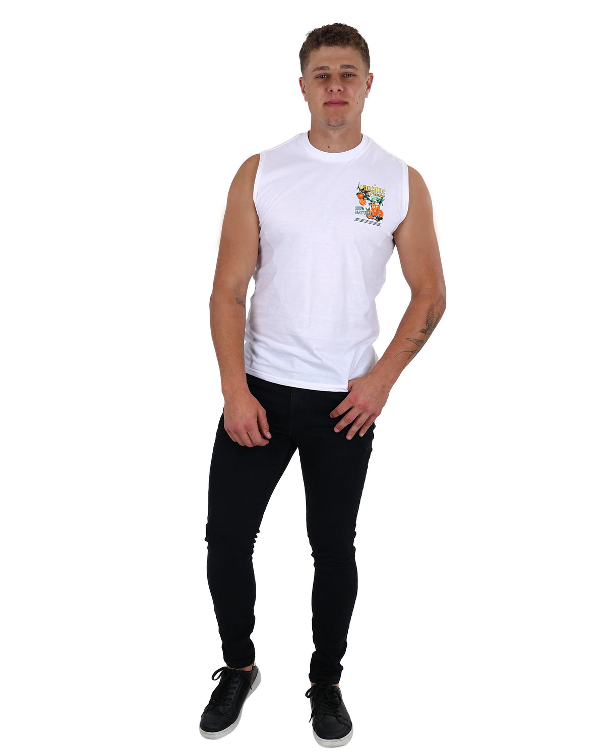 Sleeveless White Arancione Fresca Vest
