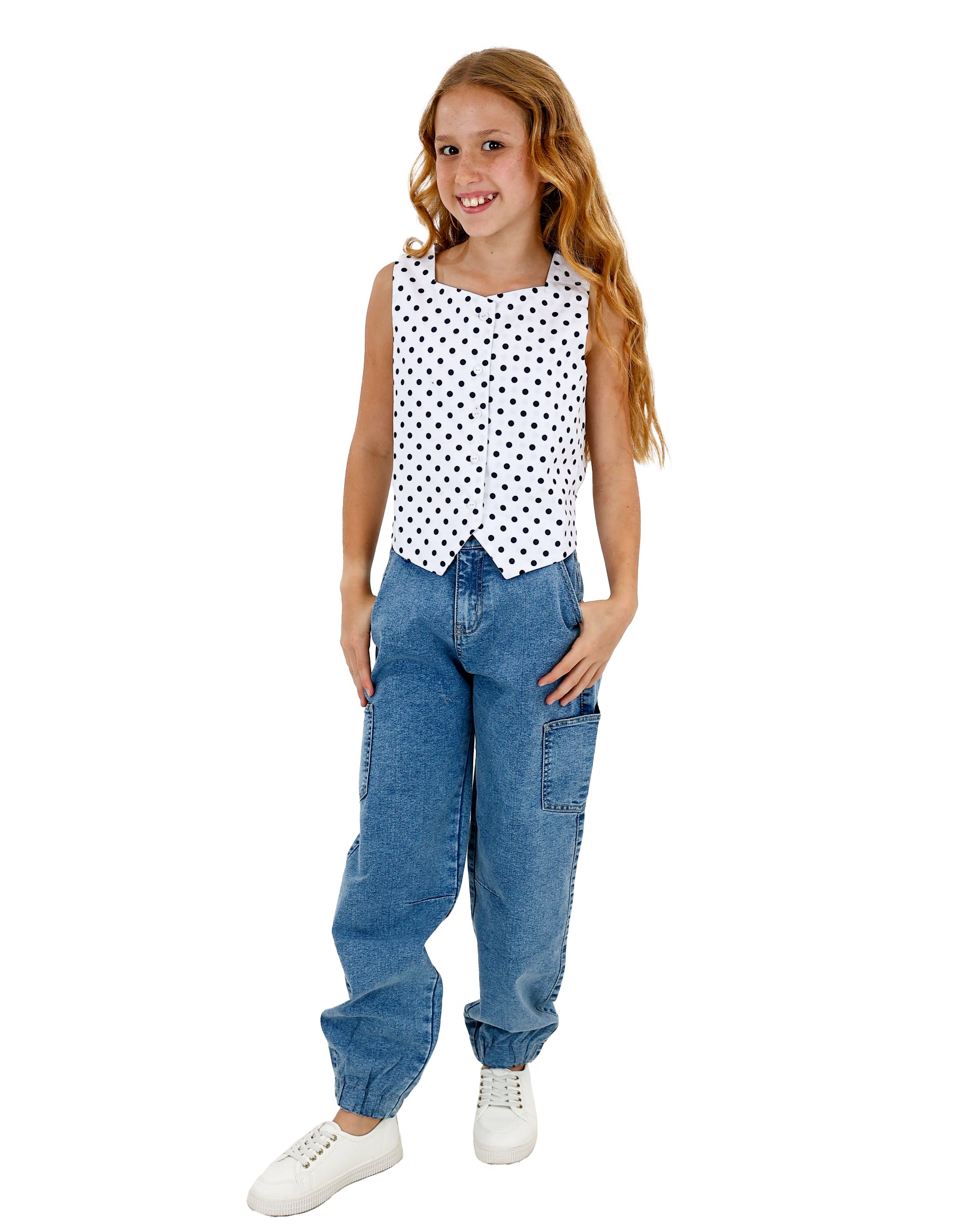 Polka Dot Button-Up Waistcoat