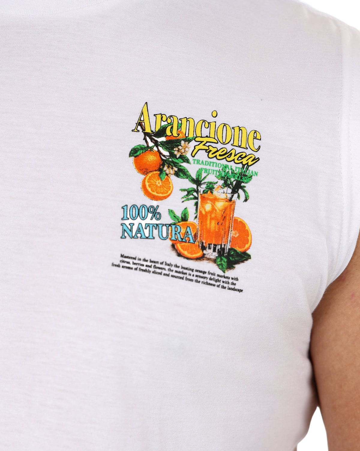 Sleeveless White Arancione Fresca Vest