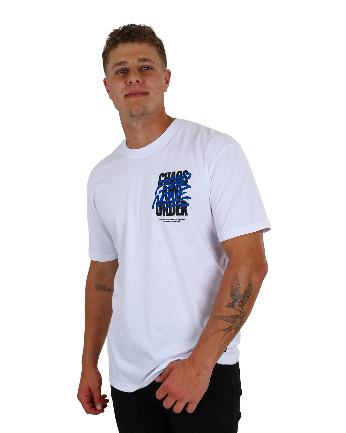 Short Sleeve White Chaos Graphic T-Shirt