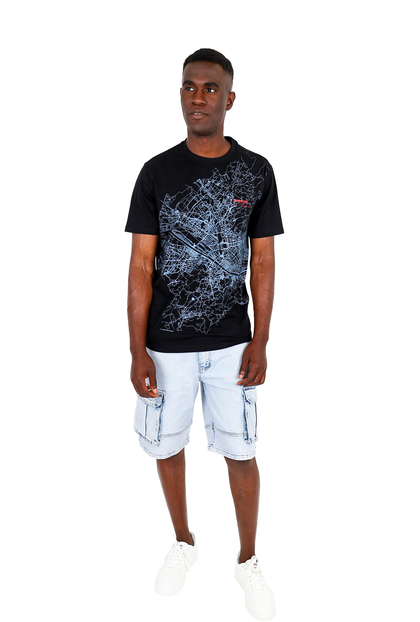 Ferrani Short Sleeve Italian City Map Graphic T-Shirt